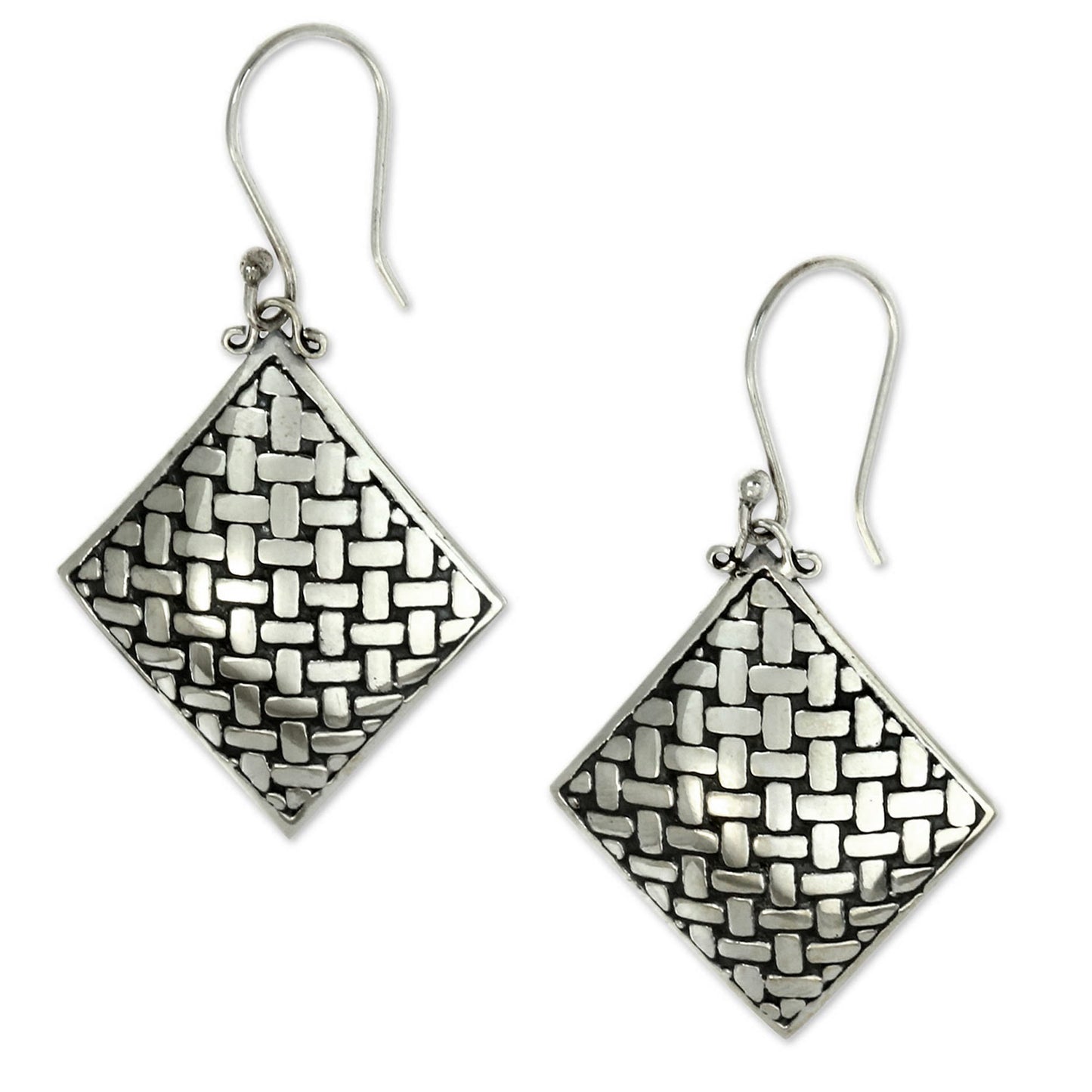 Bamboo Diamond Fair Trade Sterling Silver Earrings