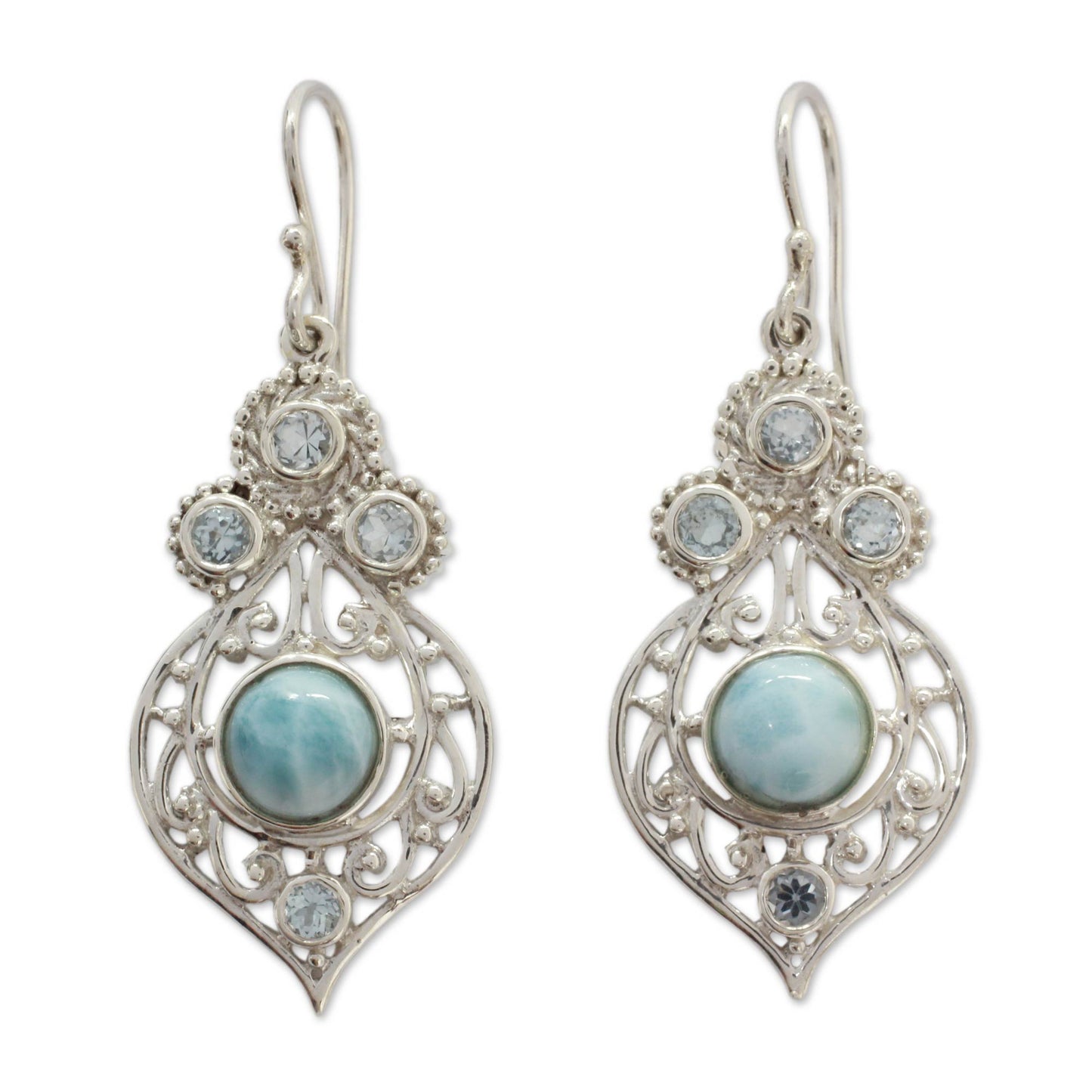 Delhi Hope Fair Trade Larimar and Blue Topaz Sterling Silver Earrings