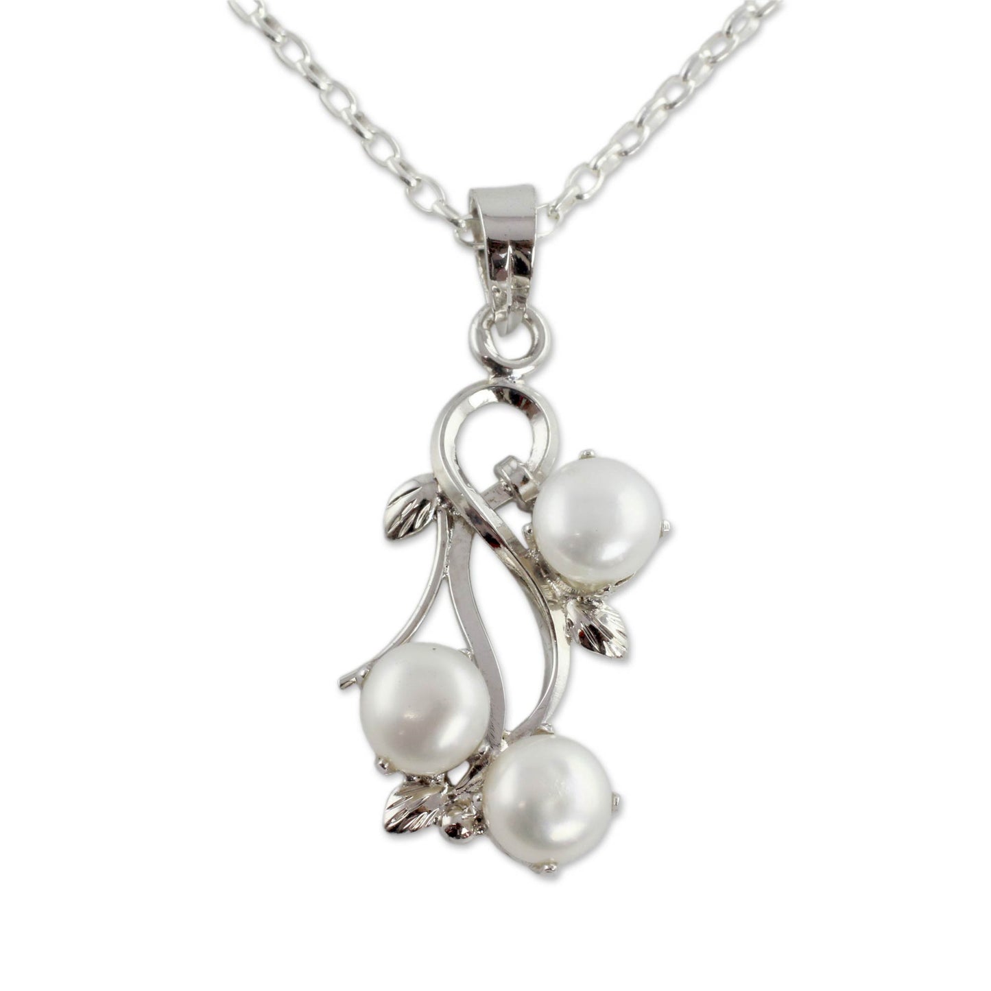 Mystic Fruit Sterling Silver and White Pearl Necklace from India