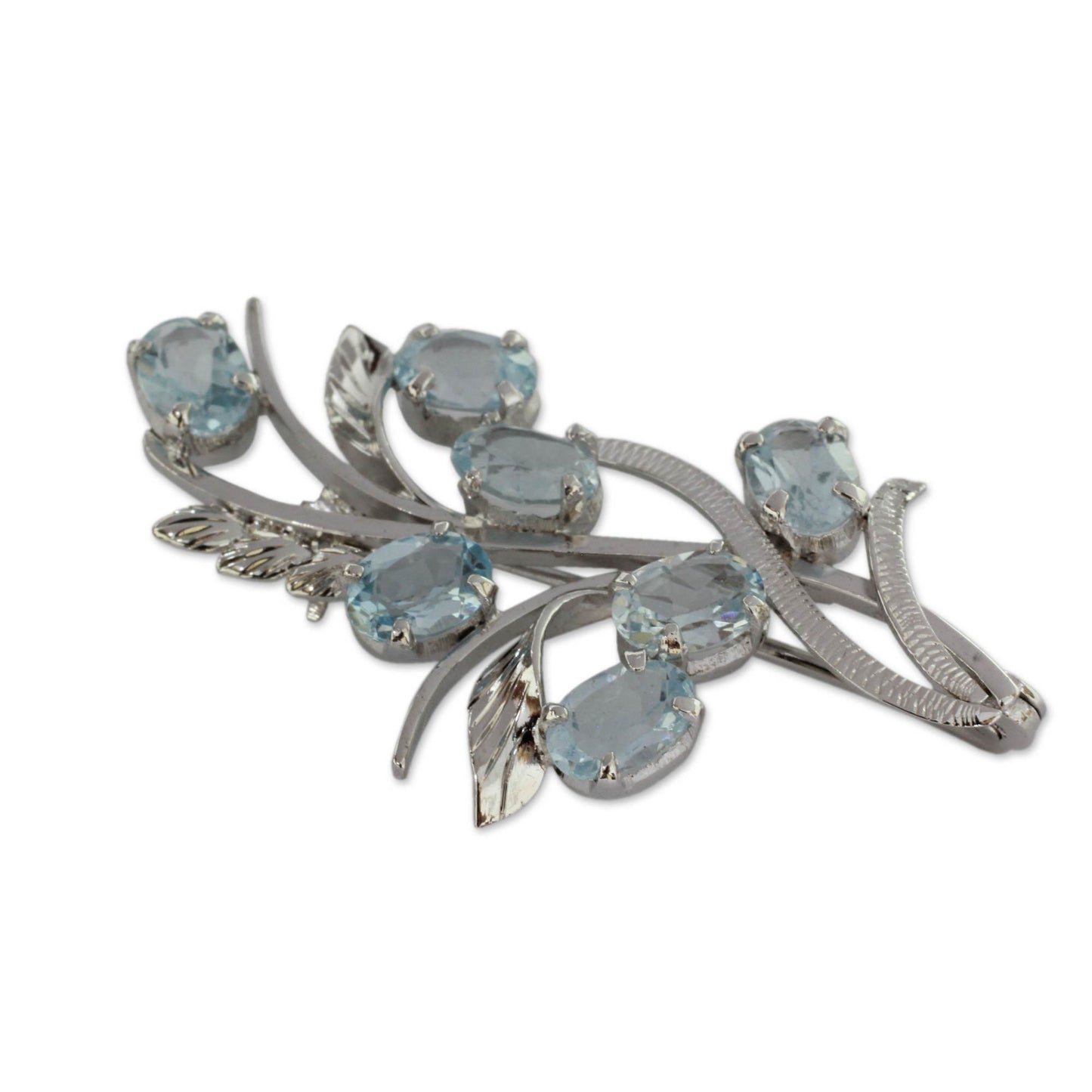 Blossoming Blue Topaz & Sterling Silver Brooch