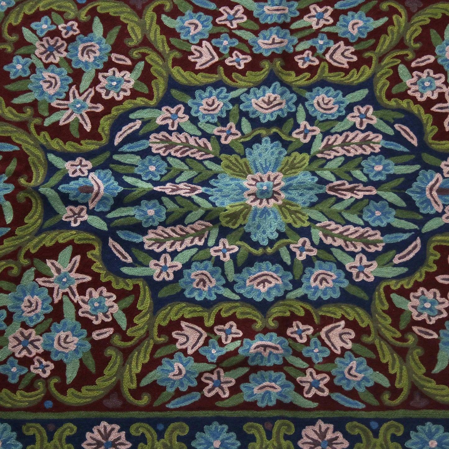 Kashmir Festival Handcrafted Floral Geometric 3 by 5 Ft Chain Stitch Rug