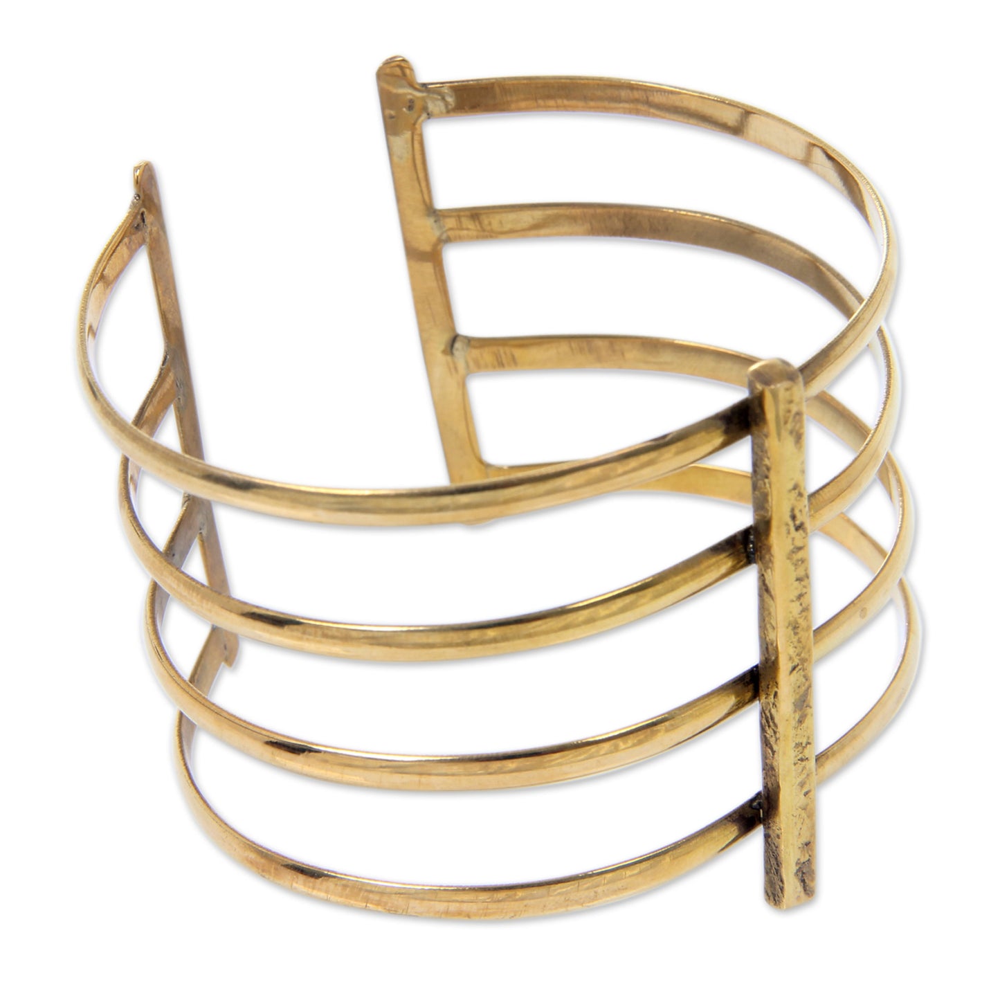 Tribal Urban Wide Cuff Bracelet Crafted by Hand of Brass in Bali