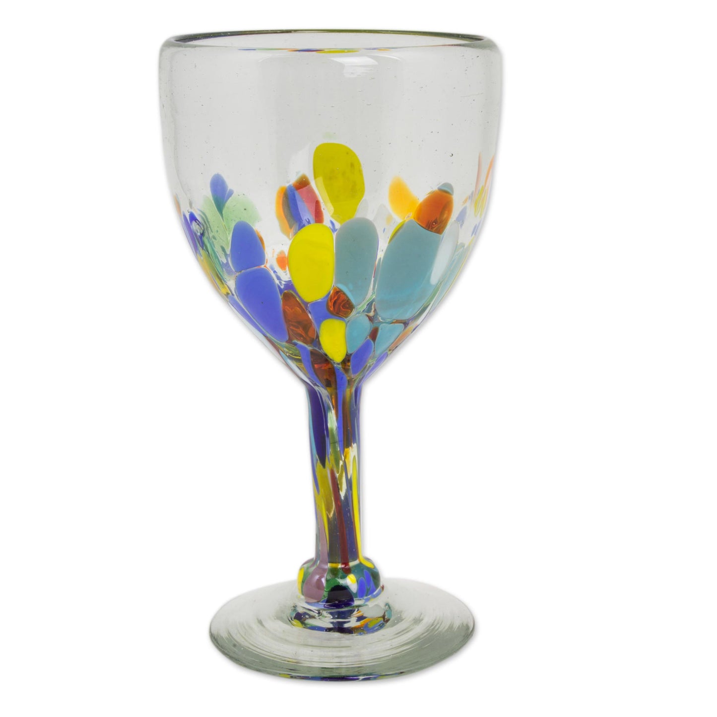 Confetti Festival Hand Blown Colorful 8 oz Wine Glasses (Set of 6)