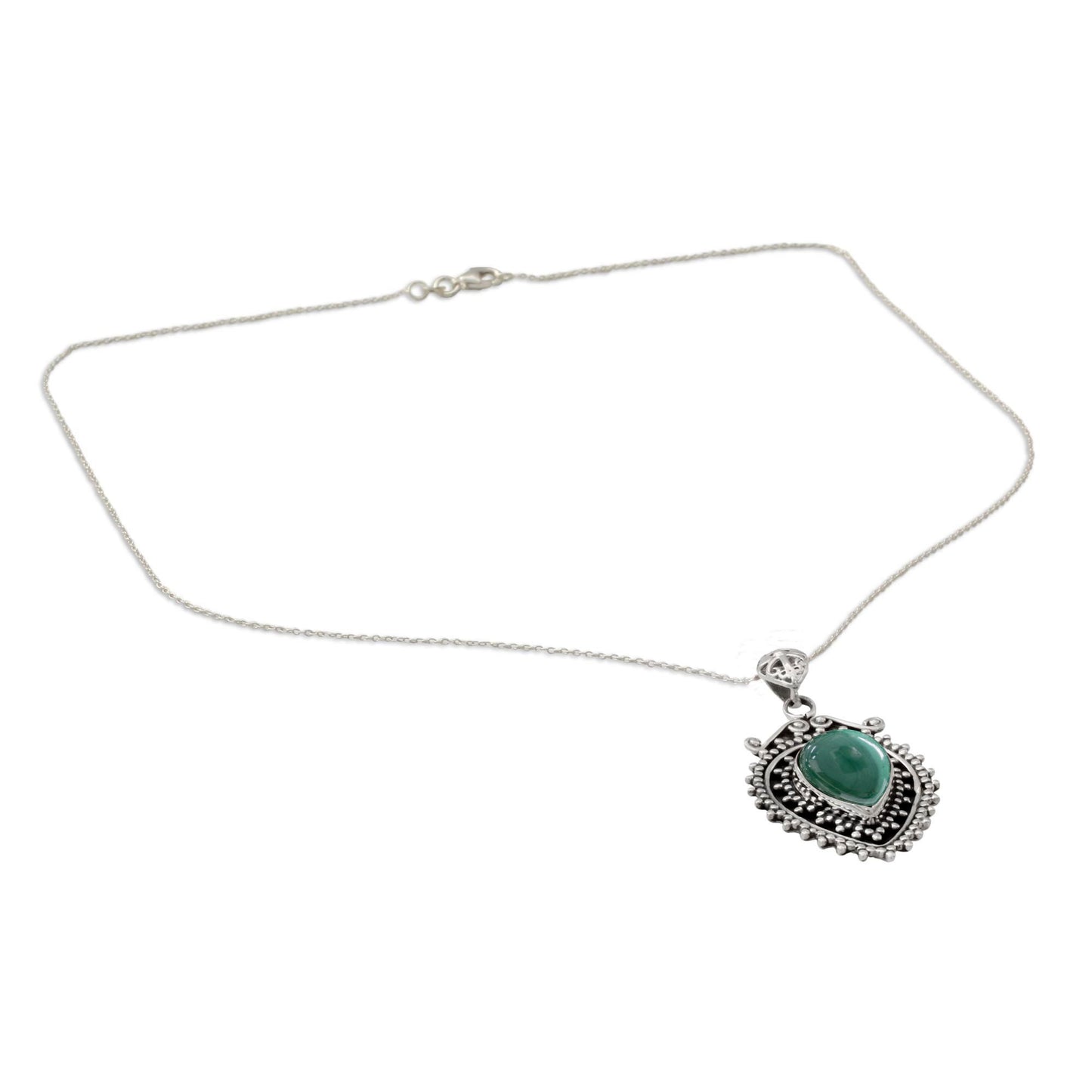 Mirror of the Soul Artisan Made Malachite and Sterling Silver Pendant Necklace