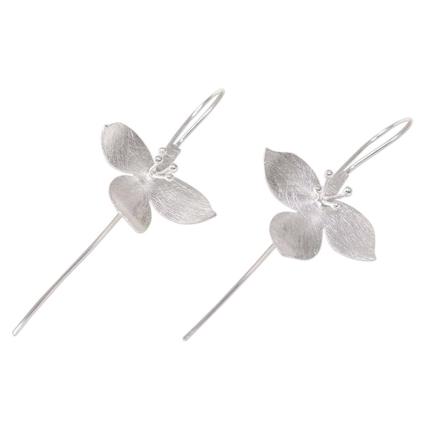 Silver Tri Flower Sterling Silver Earrings