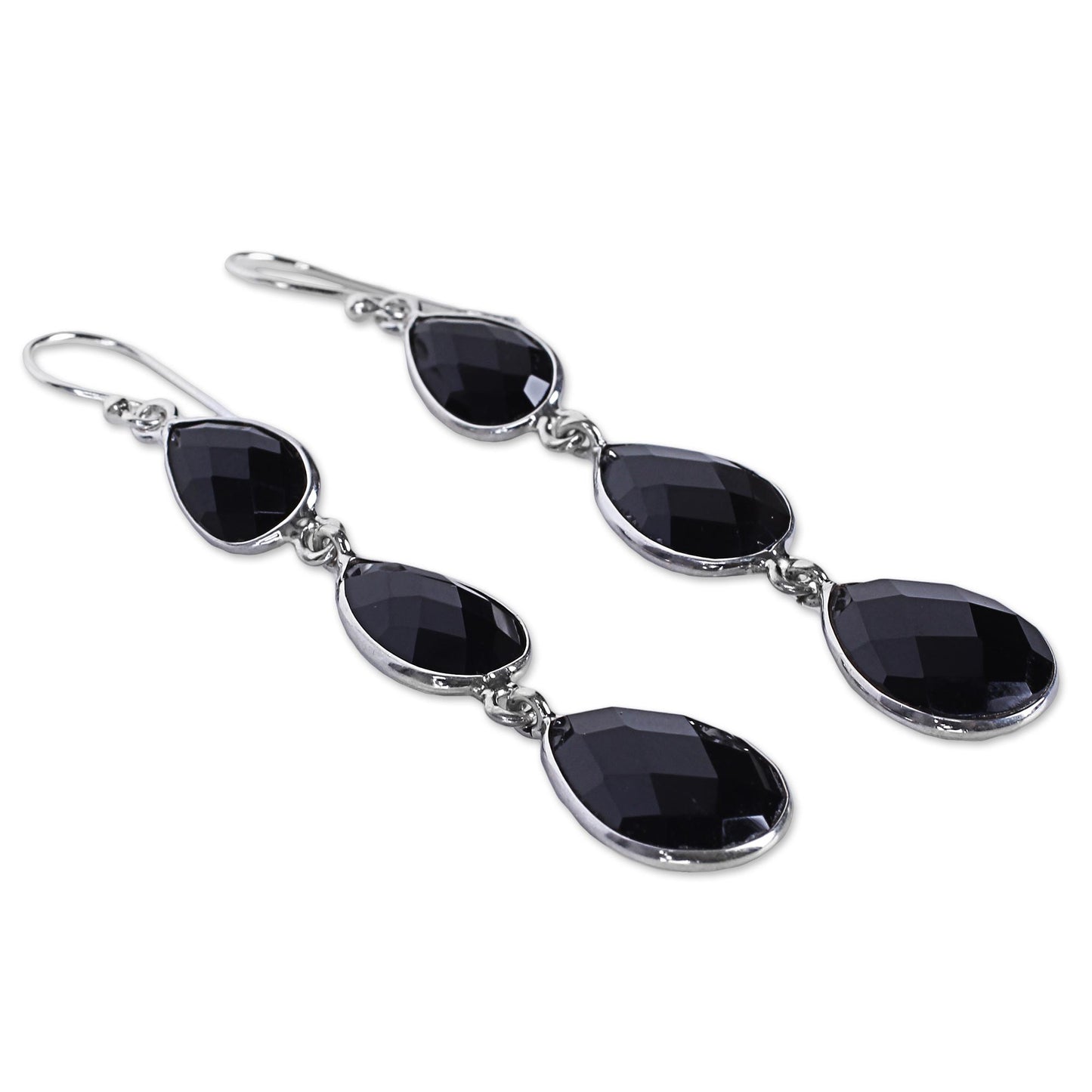 Magical Elegance Onyx Silver Dangle Earrings