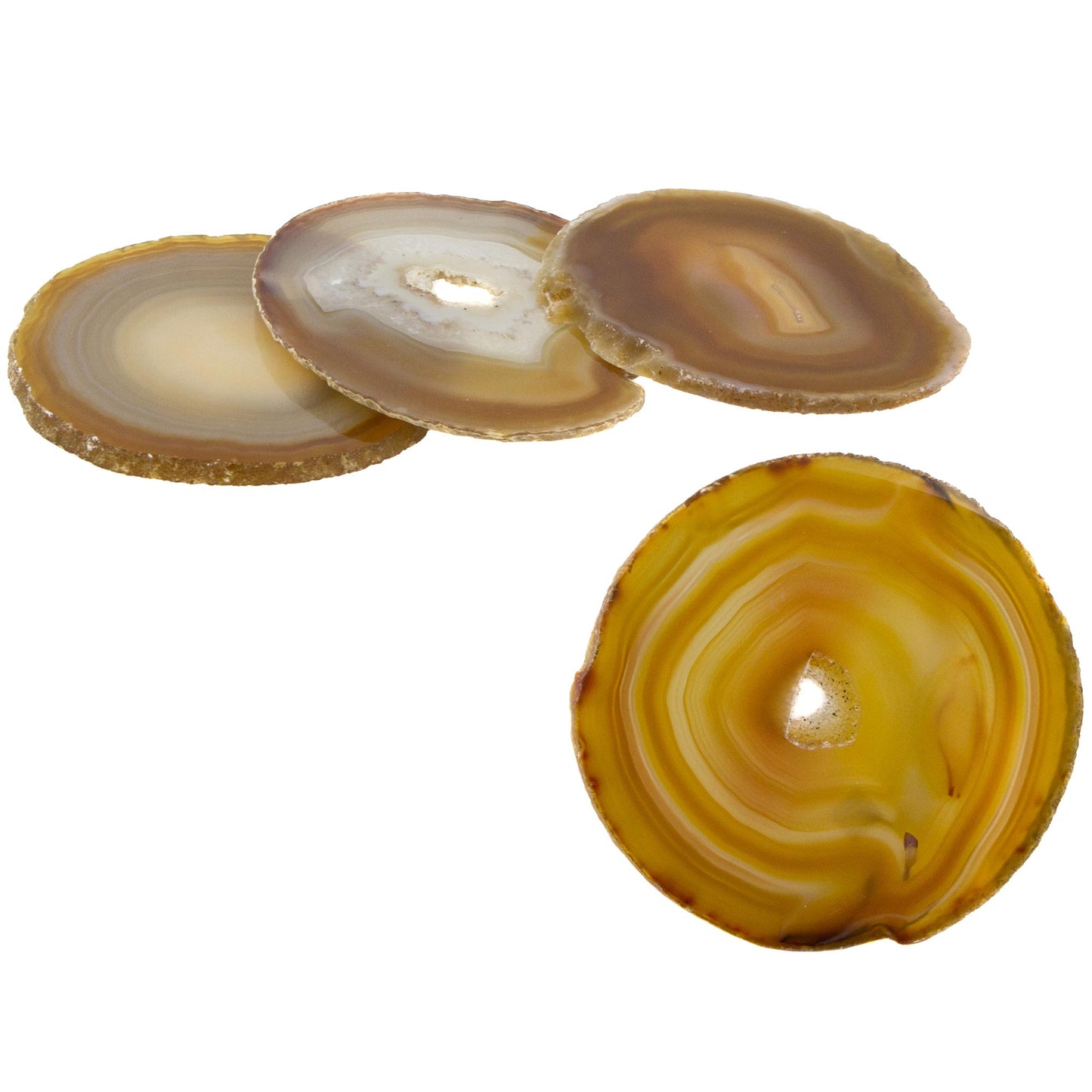 Caramel Crystals Natural Color Brown Agate Coasters (Set of 4) from Brazil