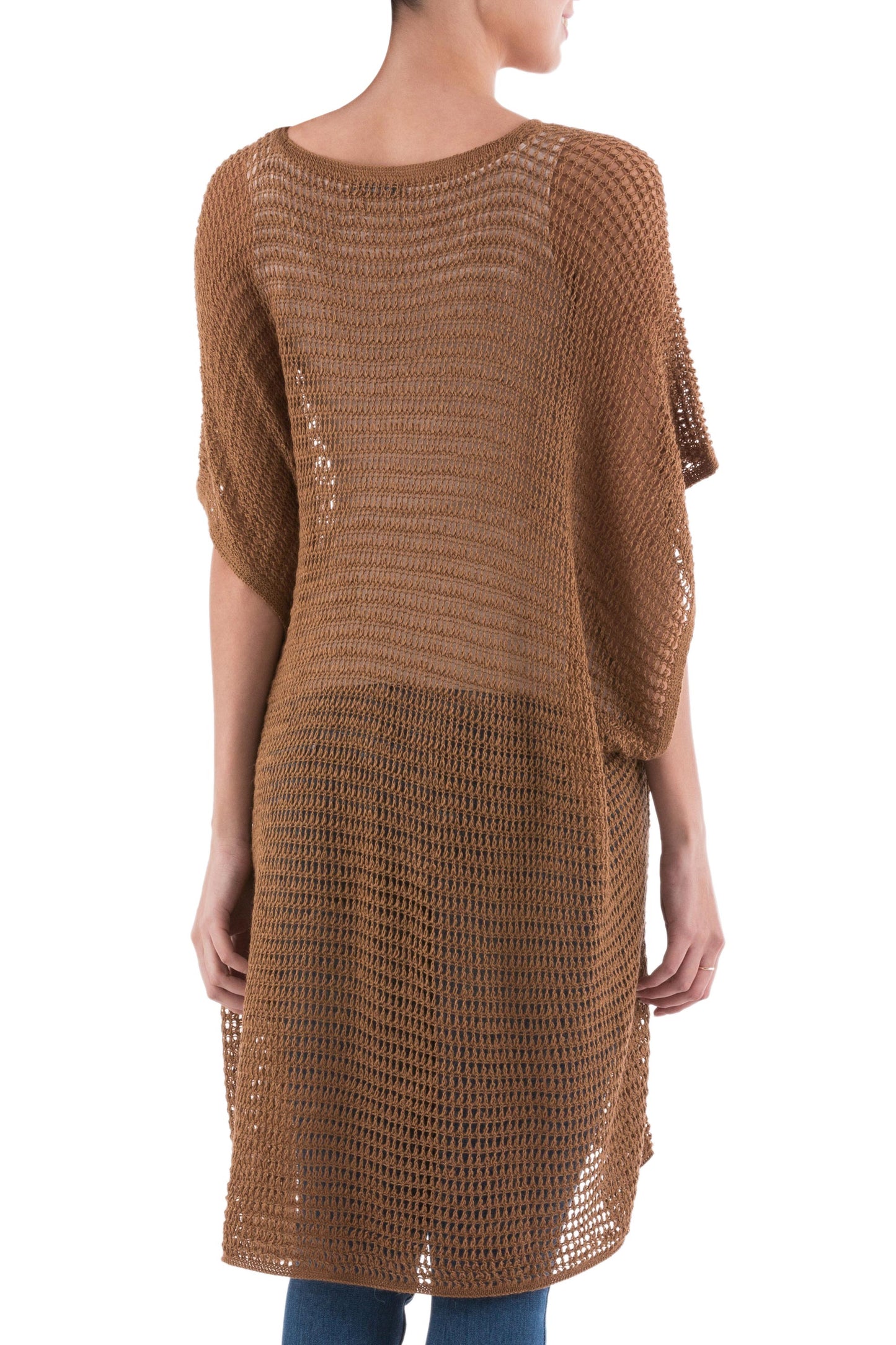 Copper Dreamcatcher Knit Copper Tunic with V Neck and Short Sleeves