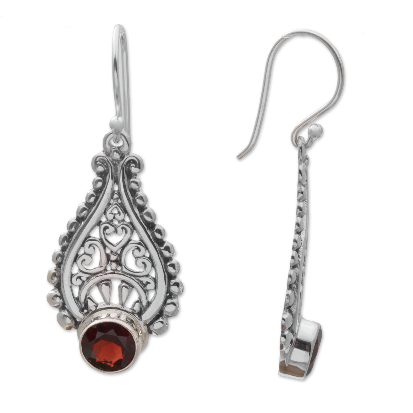 Princess Tears in Red Hand Crafted Garnet and Sterling Silver Earrings from Bali
