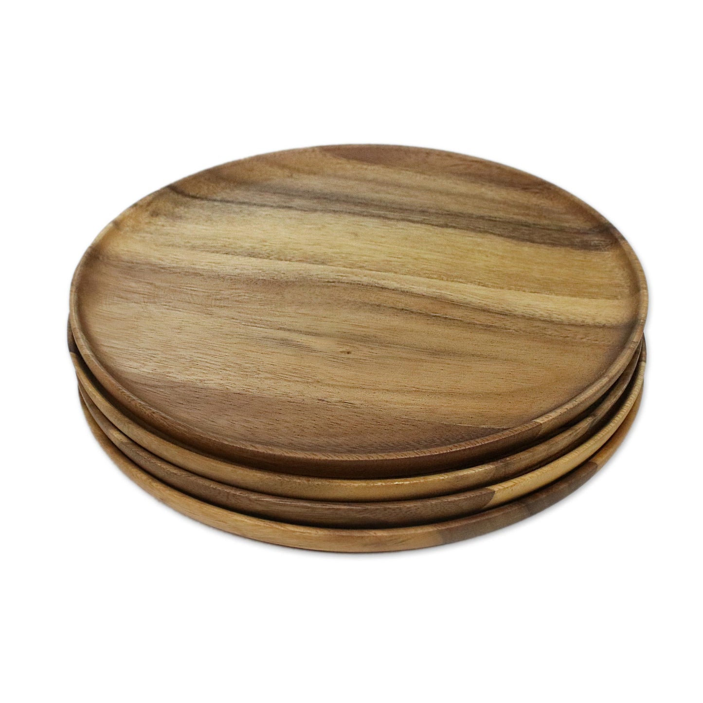Natural Discs Hand Crafted Round Wood Plate Set
