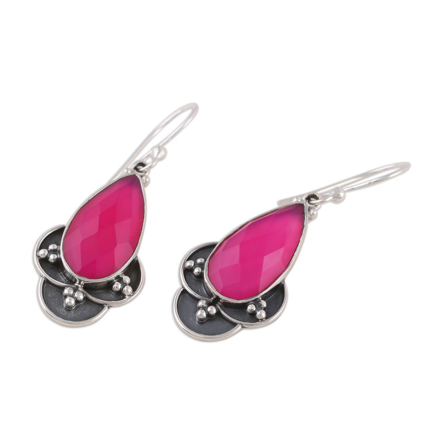 Royal Radiance Pink Chalcedony and Sterling Silver Dangle Earrings