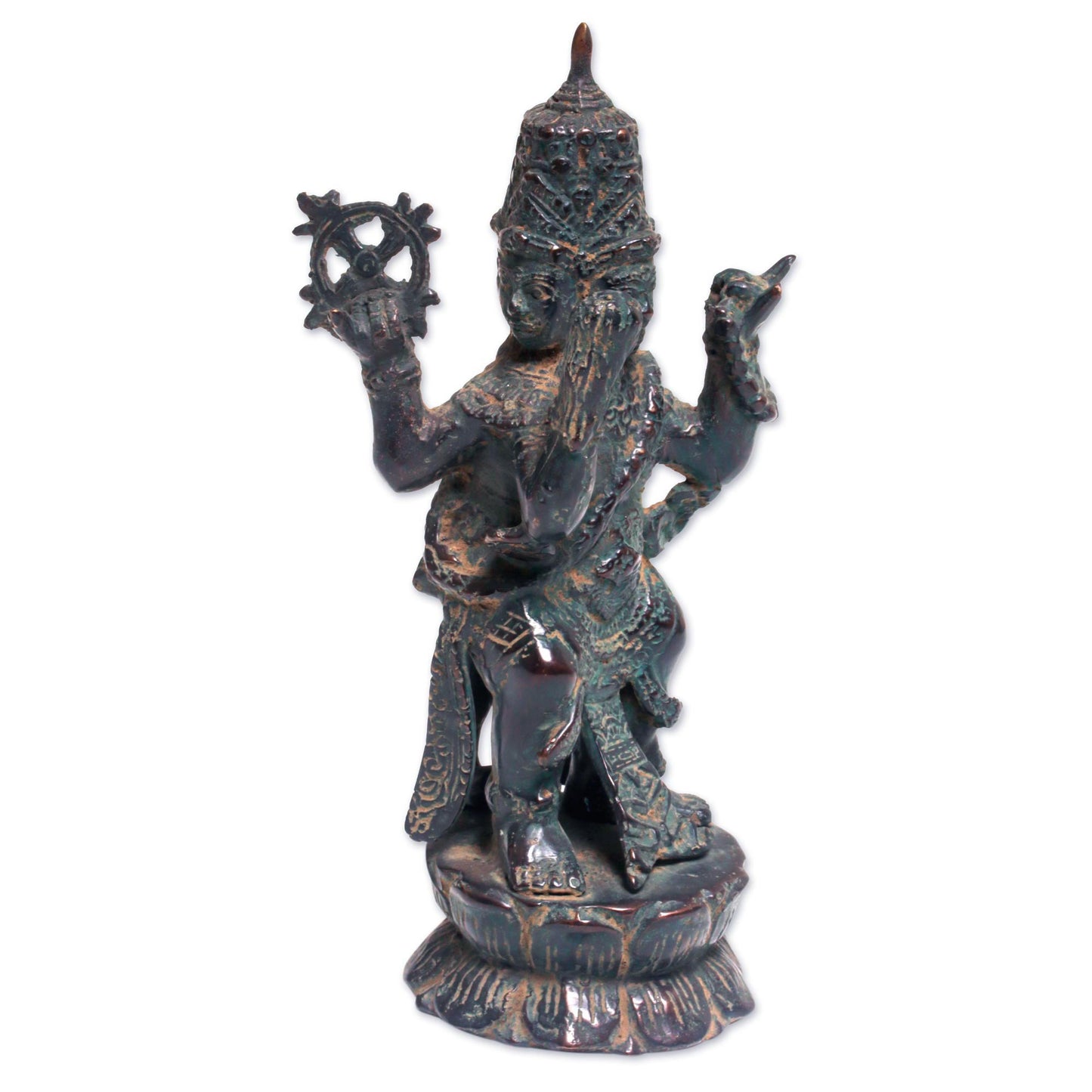 Catur Muka Bronze Statuette with Four Faces from Indonesia