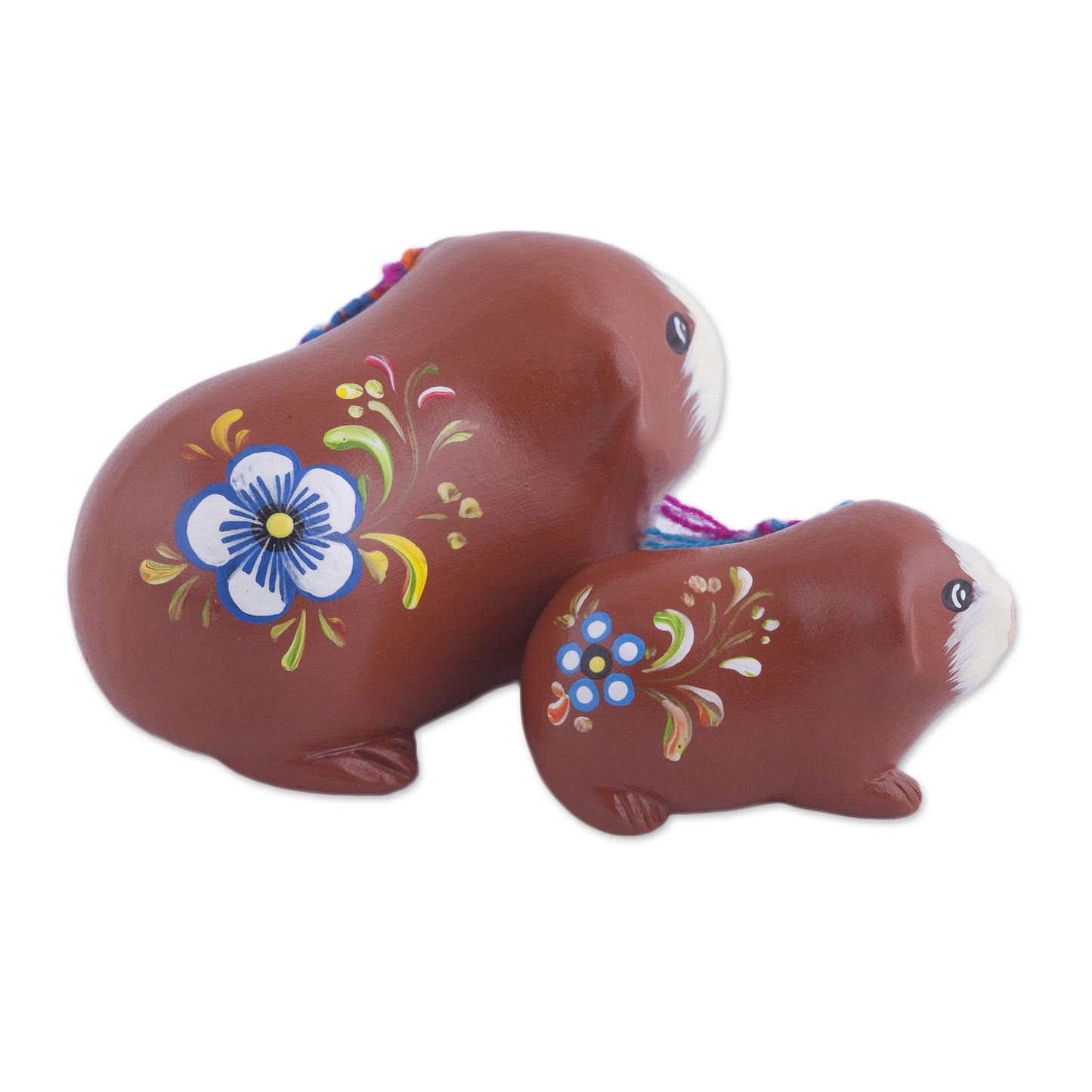 Guinea Pig Family in Spice Two Ceramic Guinea Pig Figurines in Spice from Peru