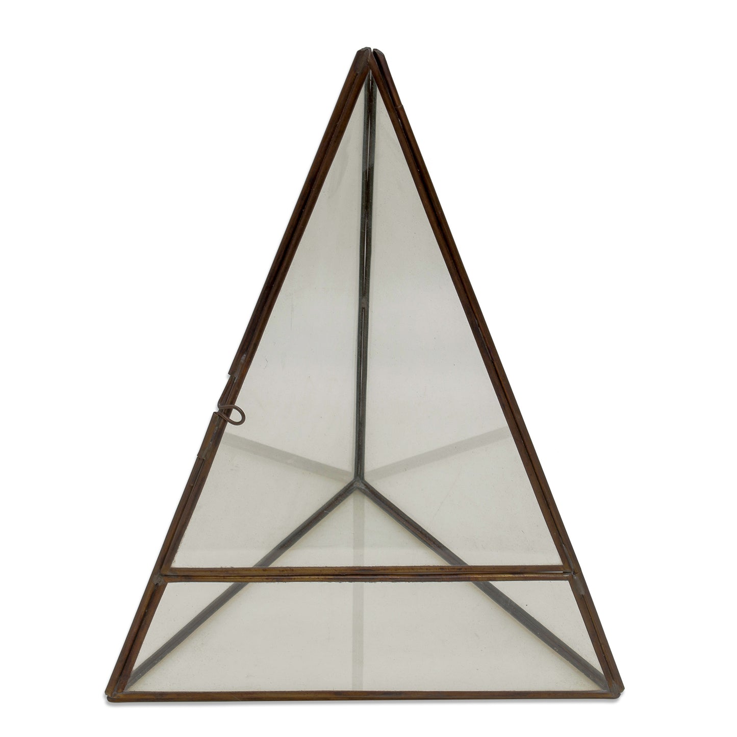 Pyramid Patio Handmade Javanese Glass and Brass Pyramid Plant Terrarium