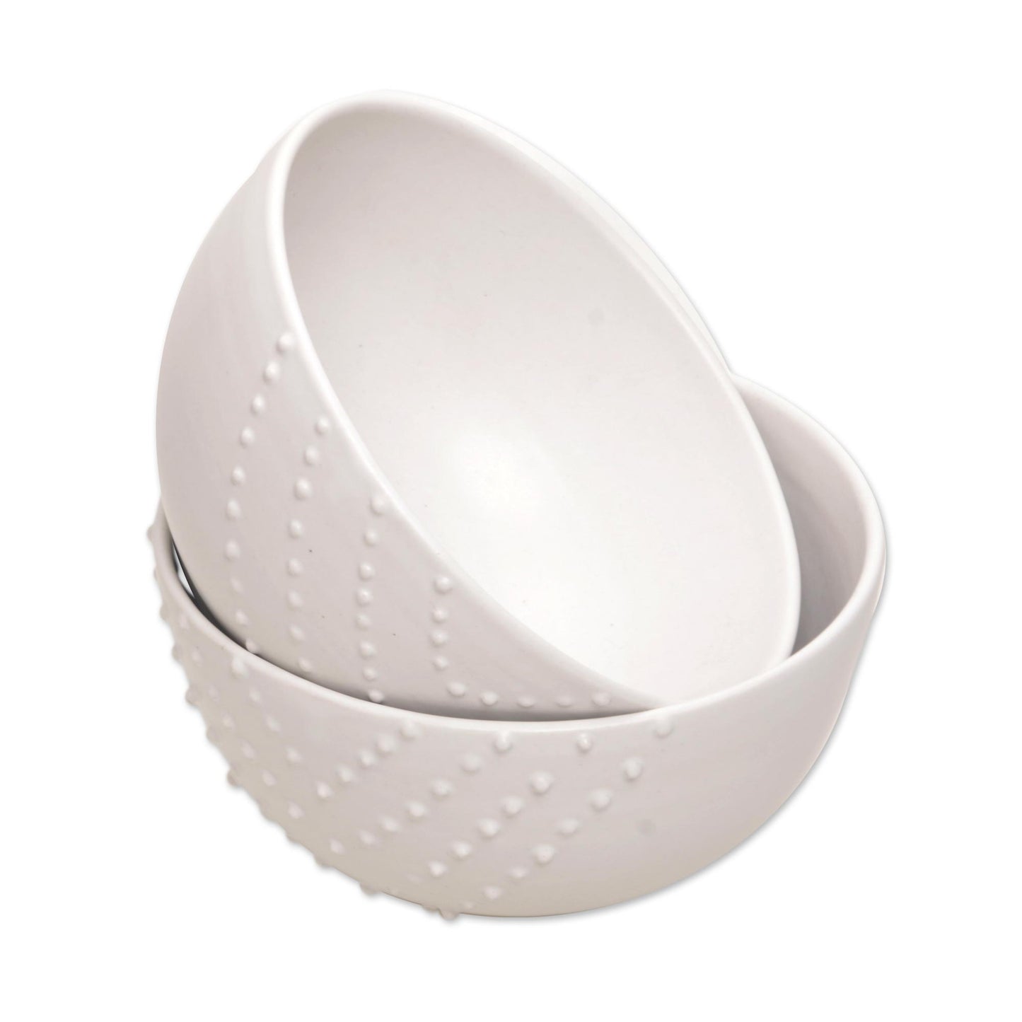 Chevron Dot Chevron Dot Motif White Ceramic Soup Bowls (Pair)