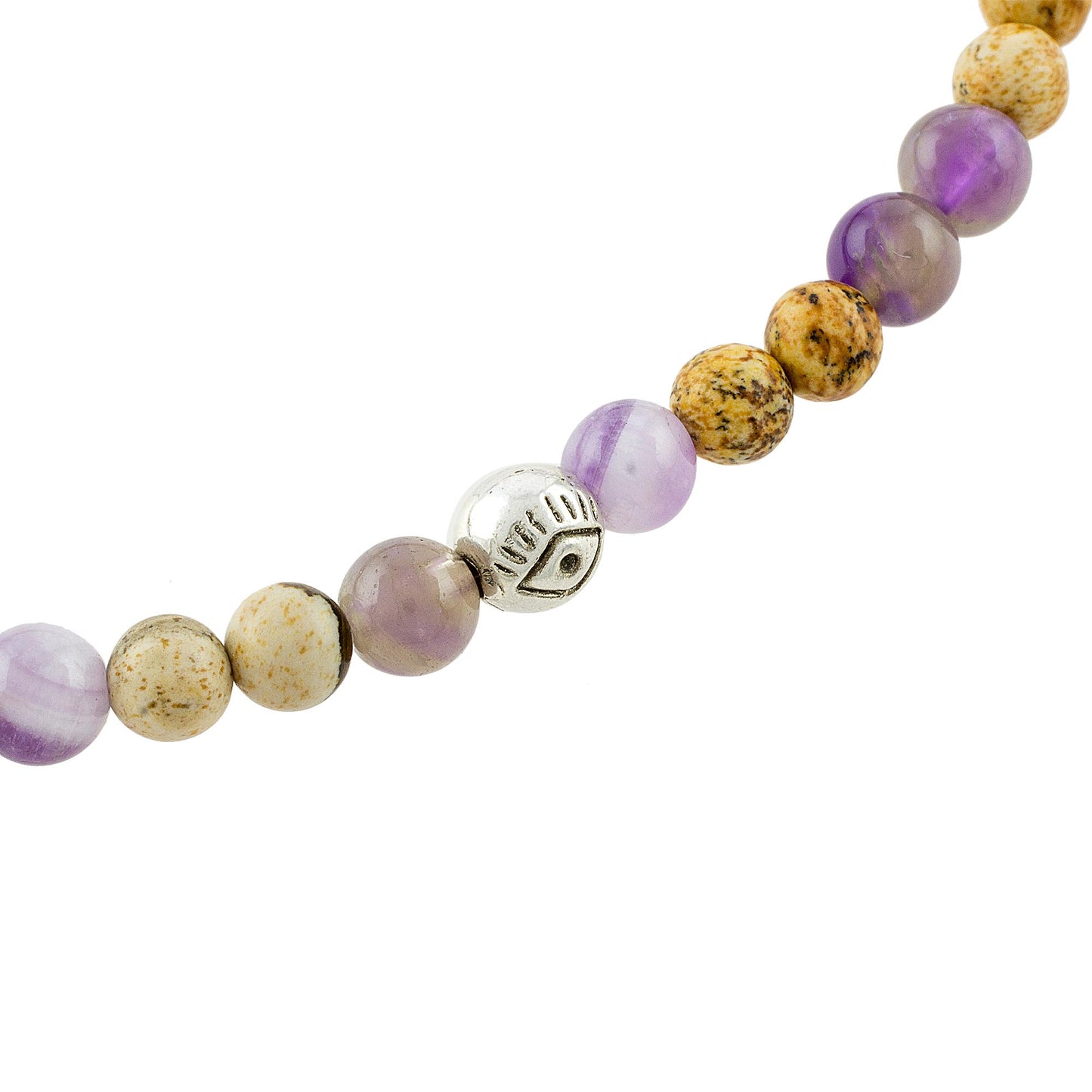 Magical Gems Jade and Amethyst Beaded Stretch Anklet from Guatemala