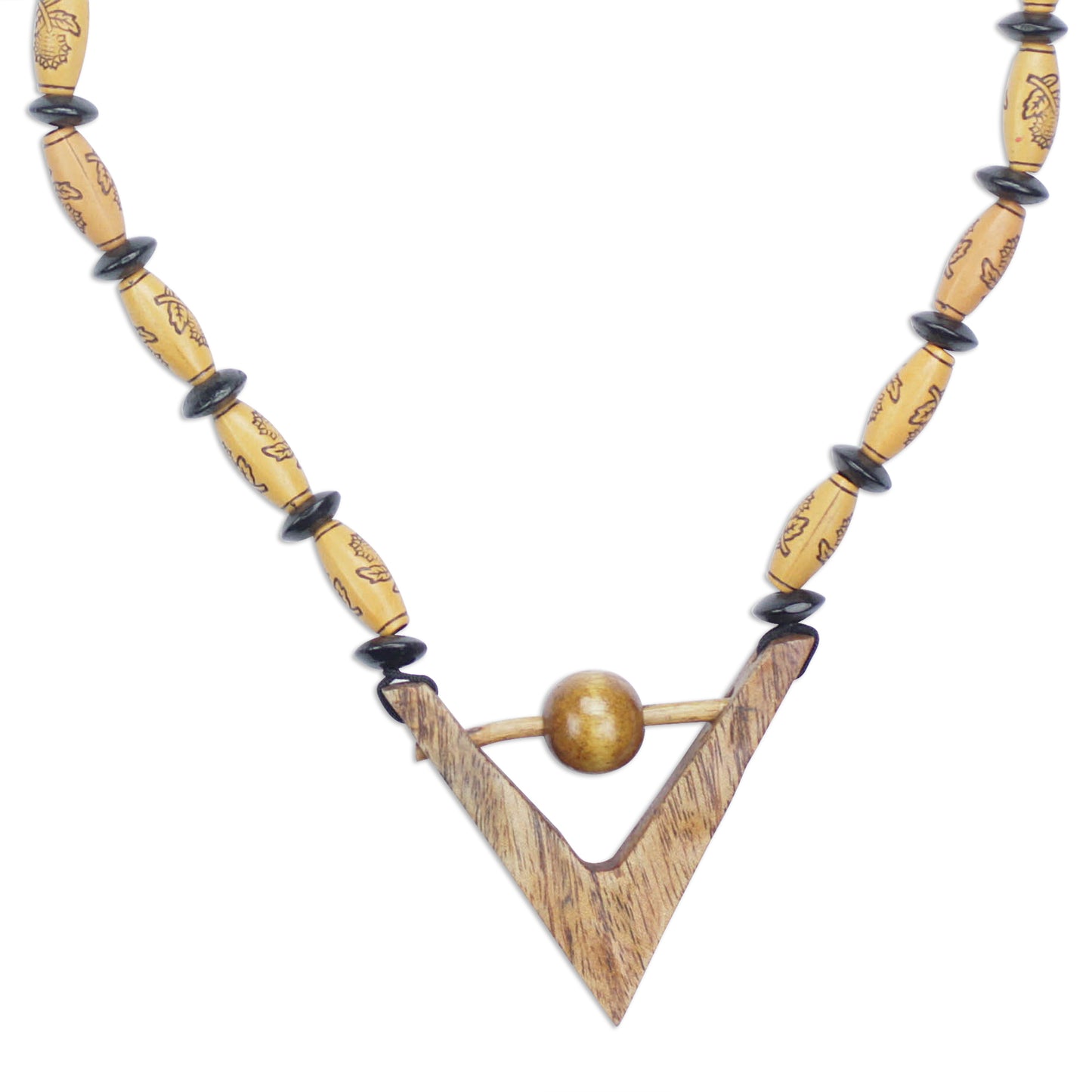 Chosen Path Sese Wood and Recycled Plastic Floral Beaded Long Necklace
