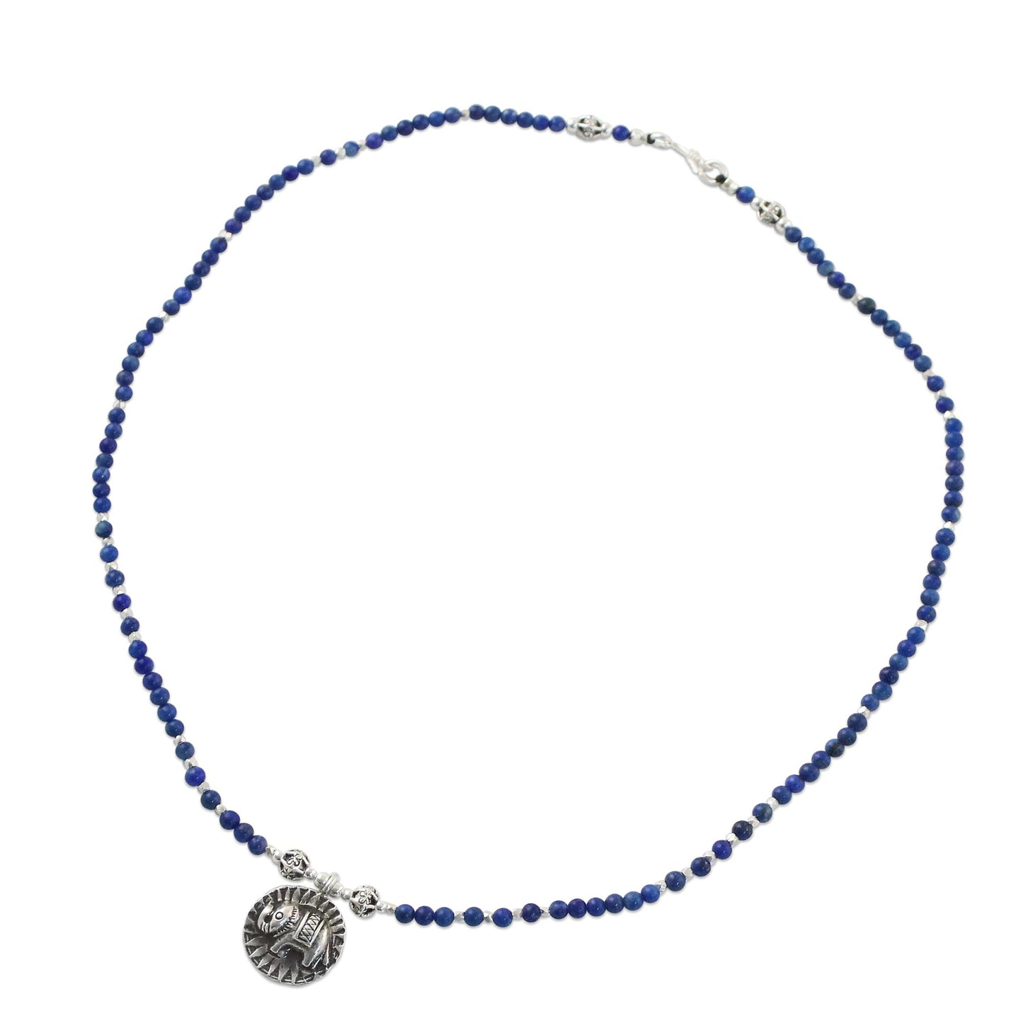 Way of the Elephant Lapis Lazuli Elephant Beaded Pendant Necklace from Thailand