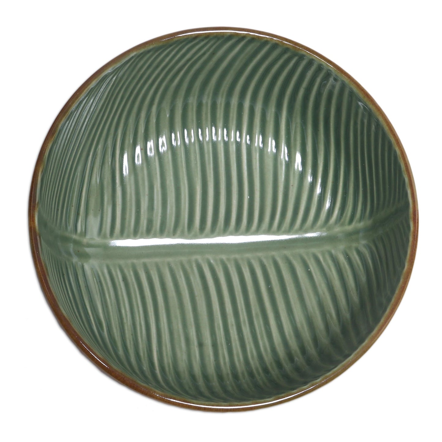 Banana Vibes Handcrafted Green Banana Leaf Ceramic Serving (9 Inch)