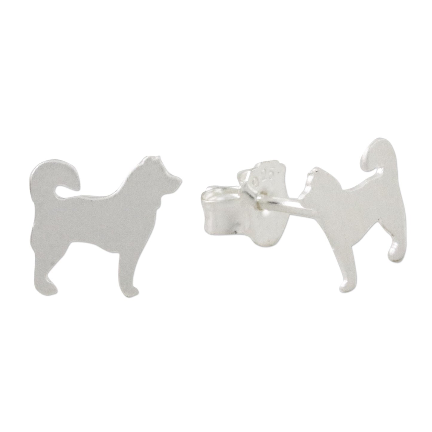 Siberian Husky Siberian Husky Sterling Silver Stud Earrings from Thailand