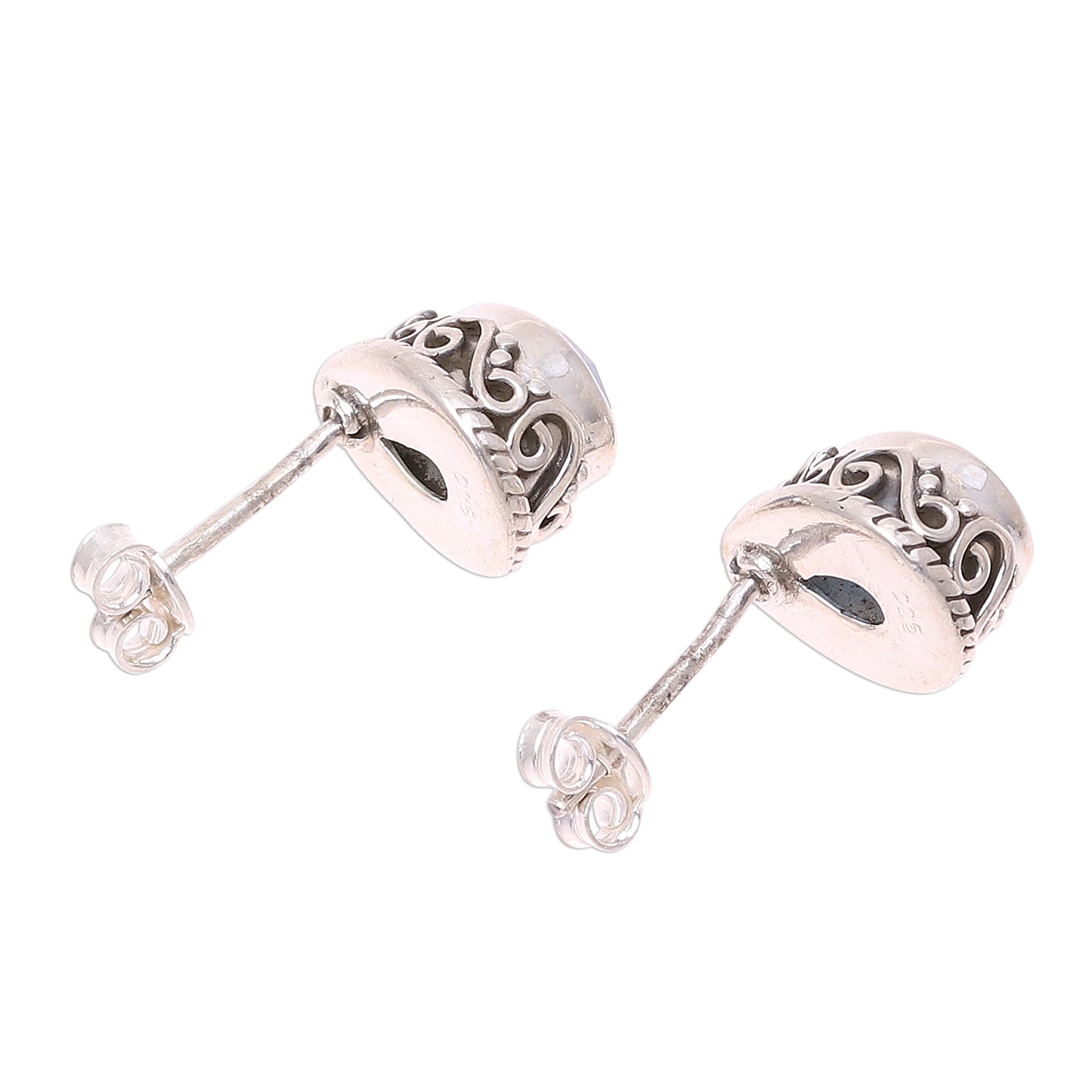 Blue Mist Blue Chalcedony Teardrop Stud Earrings from India