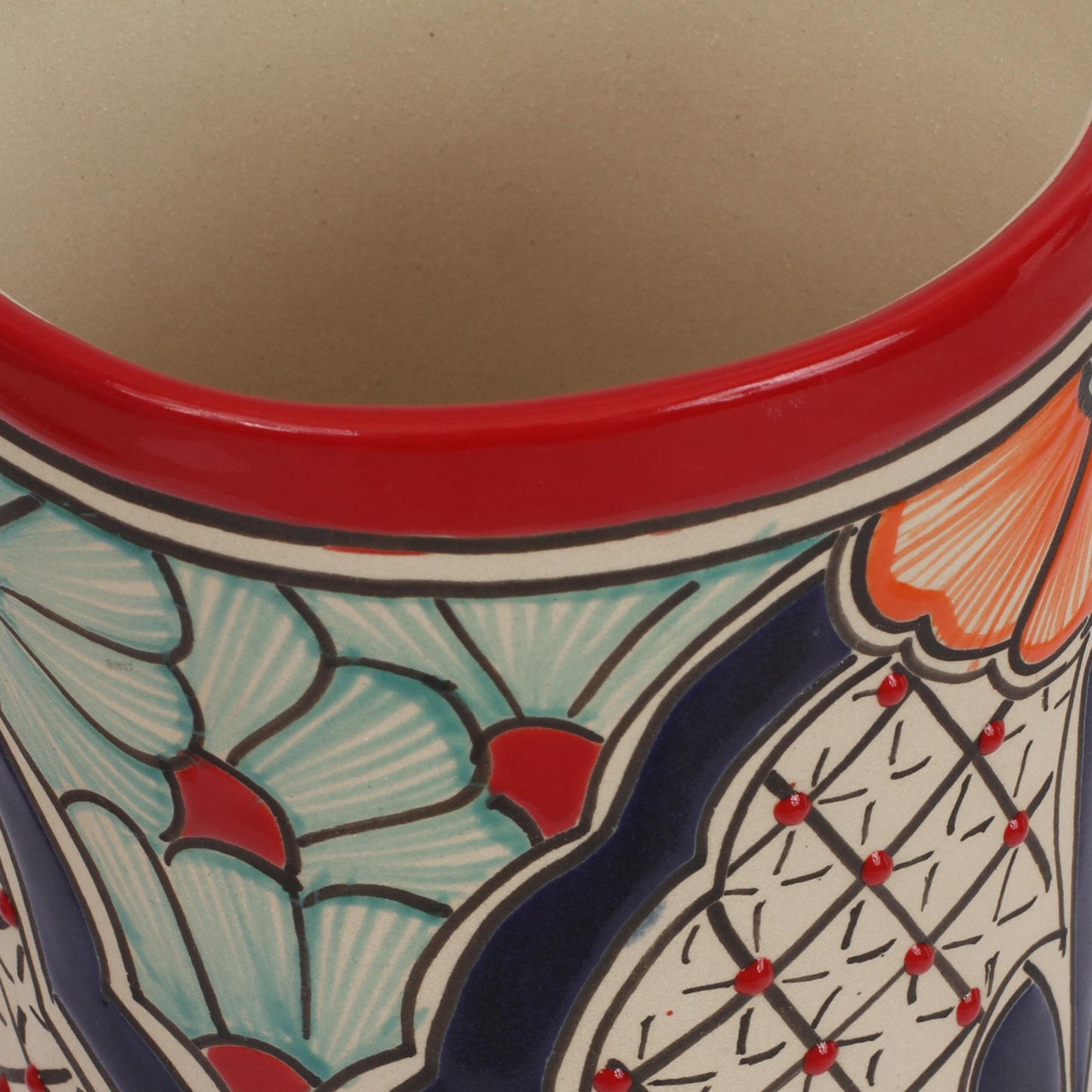 Floral Desire Handmade Floral Talavaera Ceramic Vase from Mexico