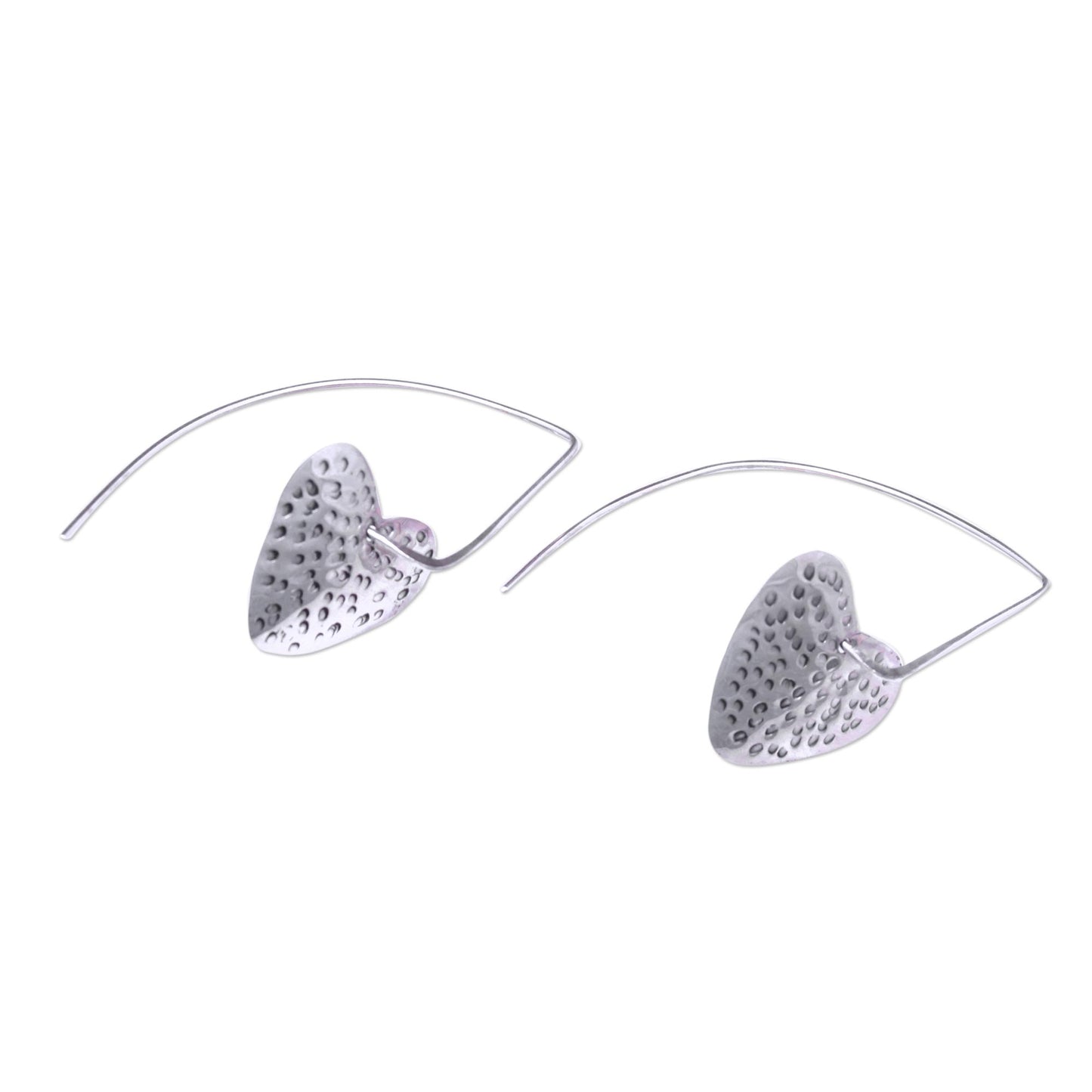 Speckled Hearts Sterling Silver heart Drop Earrings from Bali