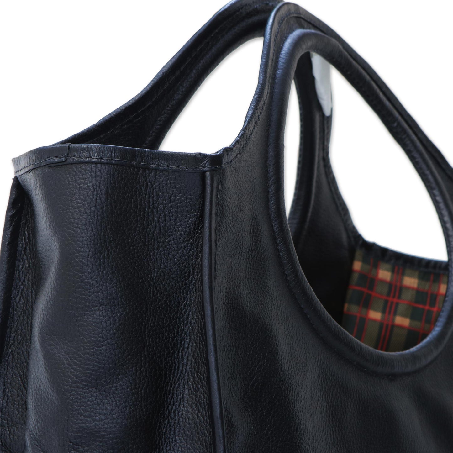 Black Fashion Black Leather Handbag with Two Coin Purses from Brazil