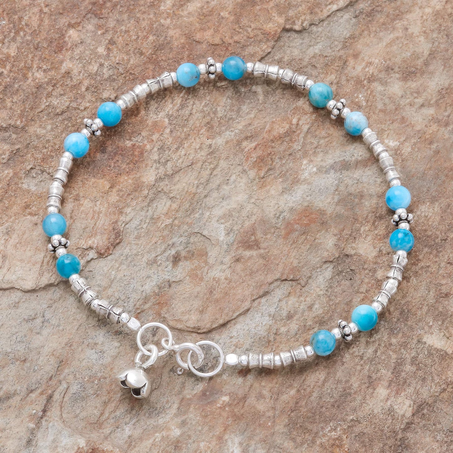 Antique Hill Tribe Hill Tribe Apatite Beaded Bracelet from Thailand