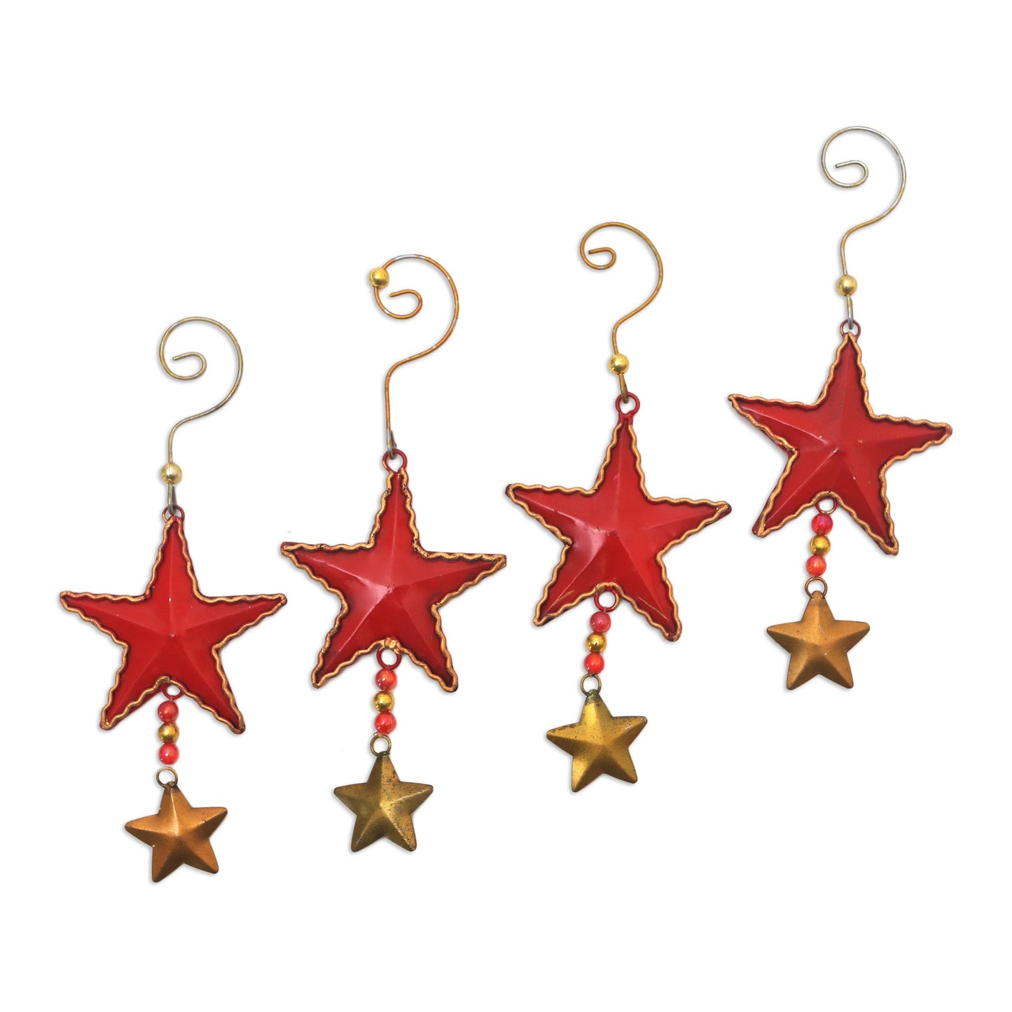 Passionate Stars Handmade Steel Star Ornaments from Bali (Set of 4)
