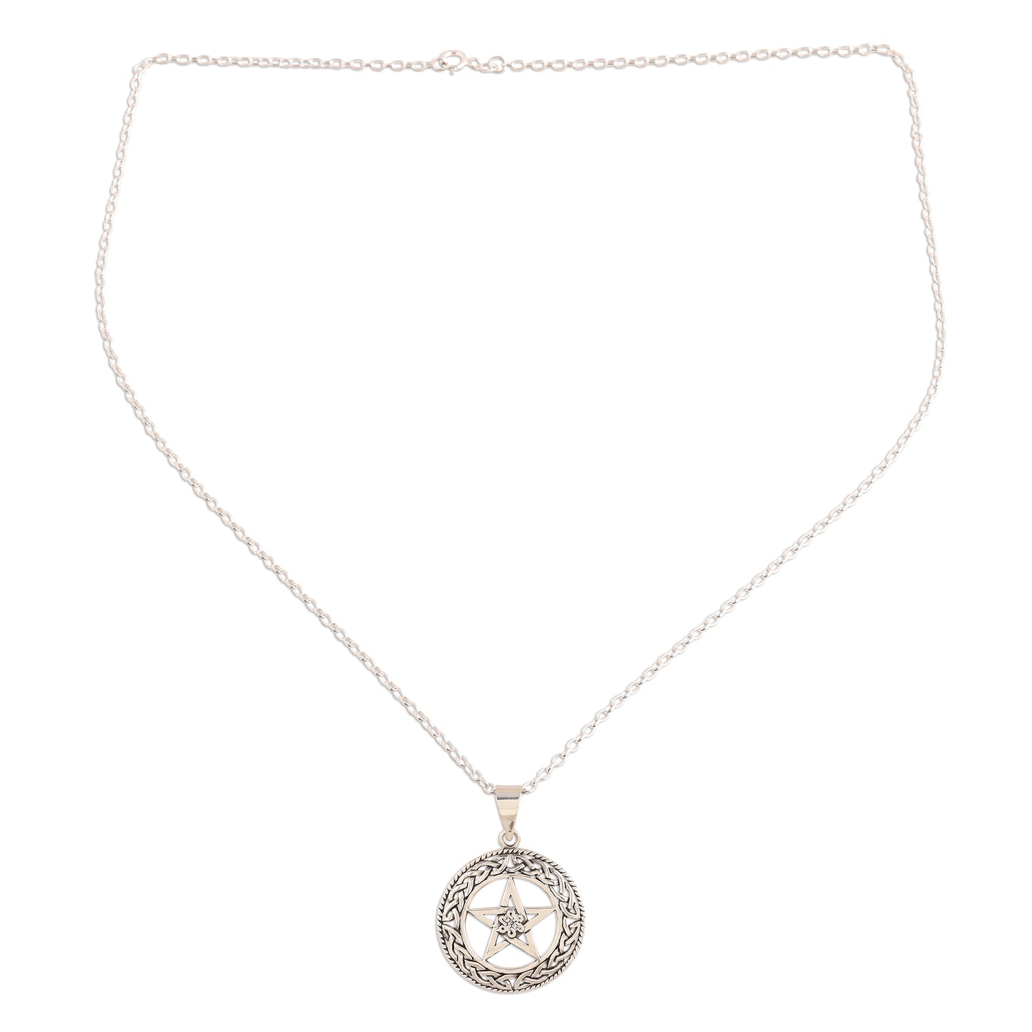 Celtic Star Celtic Motif Sterling Star Pendant Necklace from India