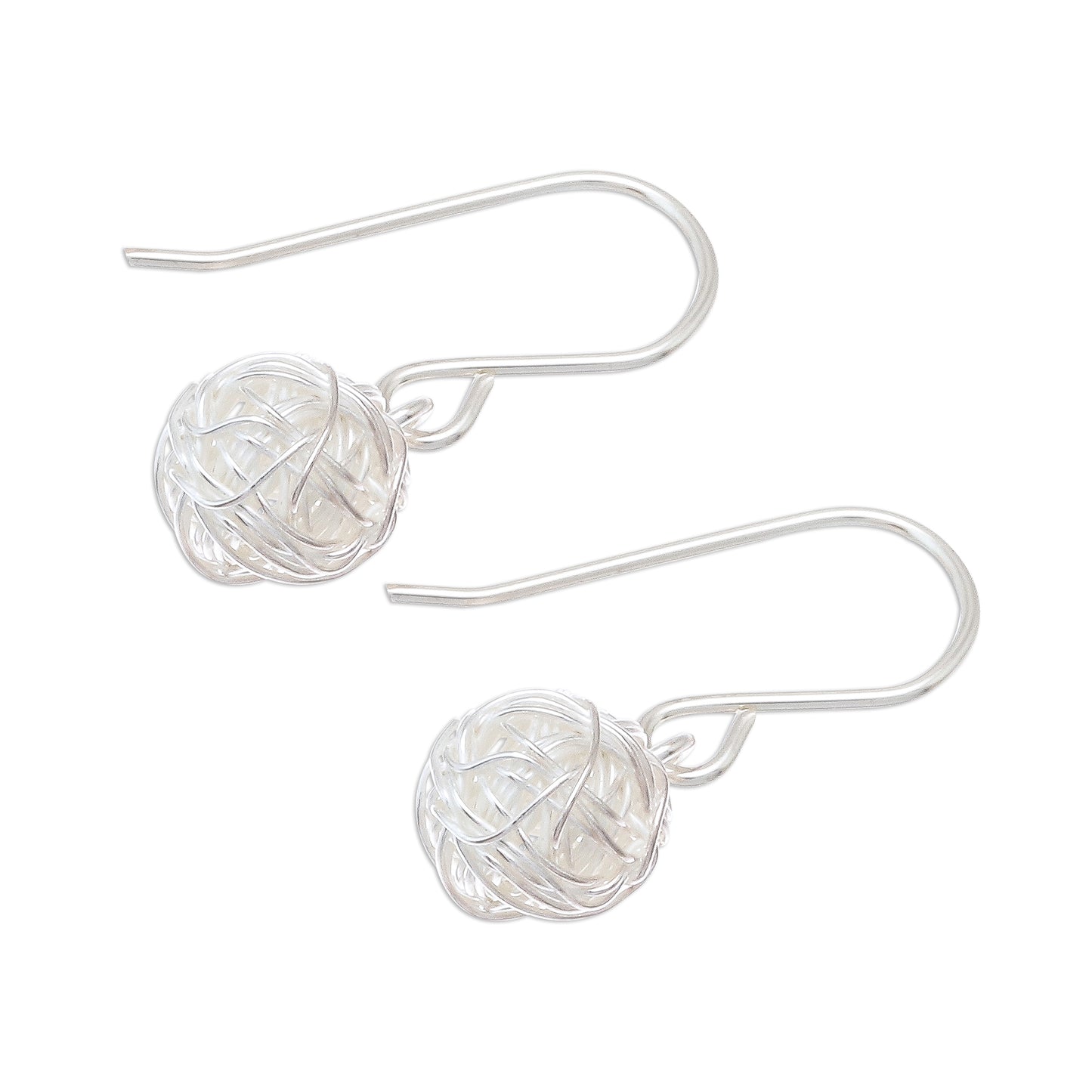 Glistening Nests Sterling Silver Wire Dangle Earrings from Thailand