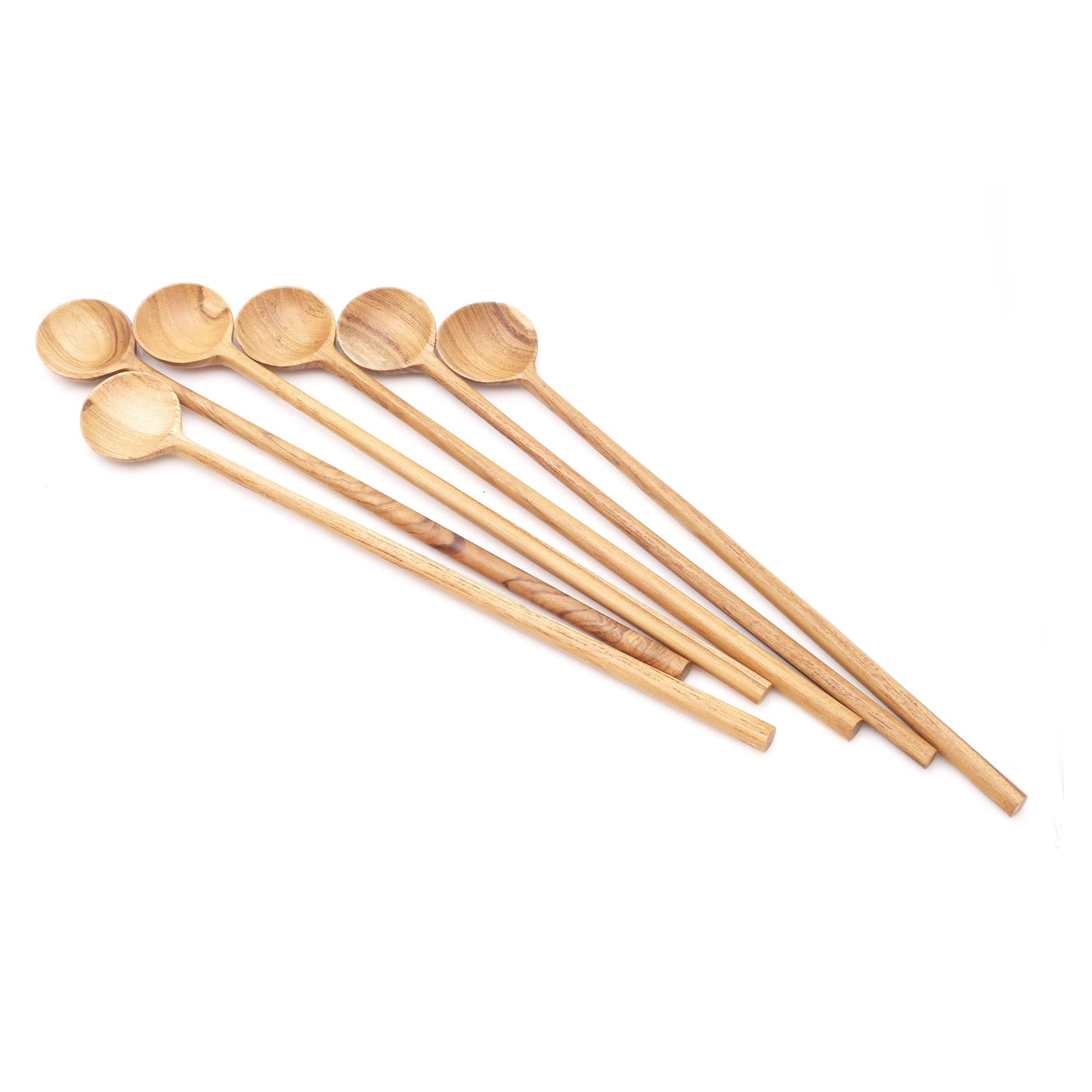 Fresh Drink Handmade Teak Wood Iced Tea Spoons from Bali (Set of 6)