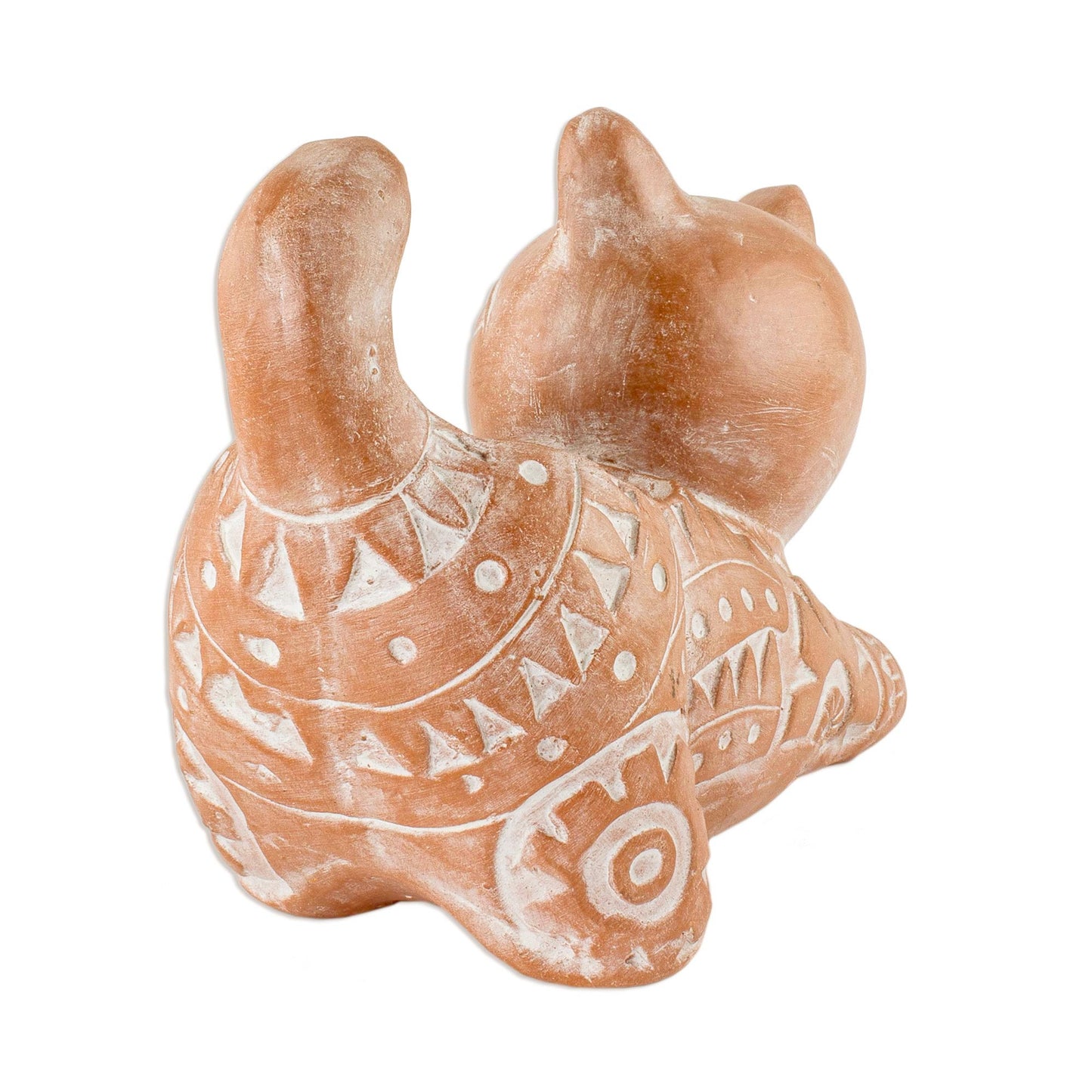 Kitty Cat Stretches Salvadoran Brown Cat Theme Ceramic Flower Pot