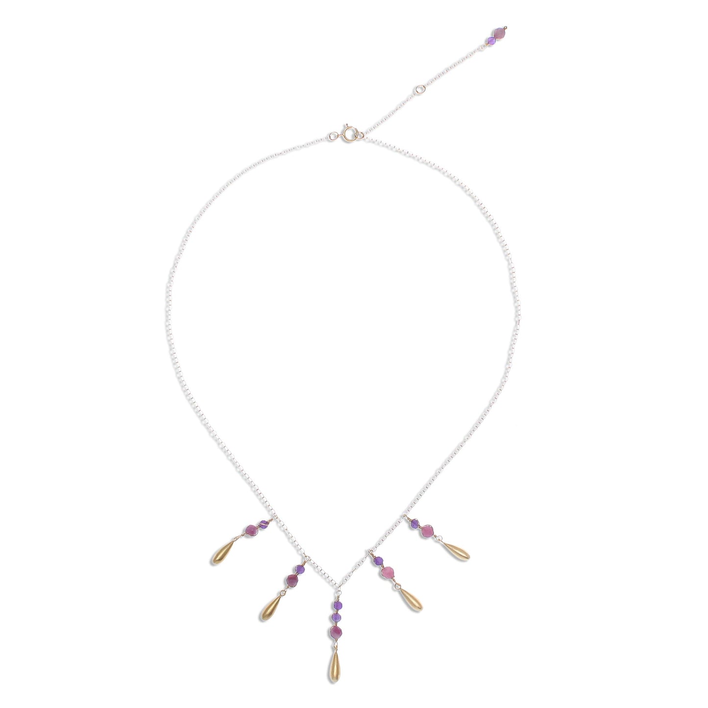 Aria Tourmaline and Amethyst Pendant Waterfall Necklace