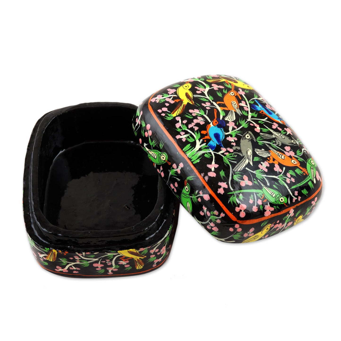 Chirping Birds Hand Painted Wood Decorative Bird Box