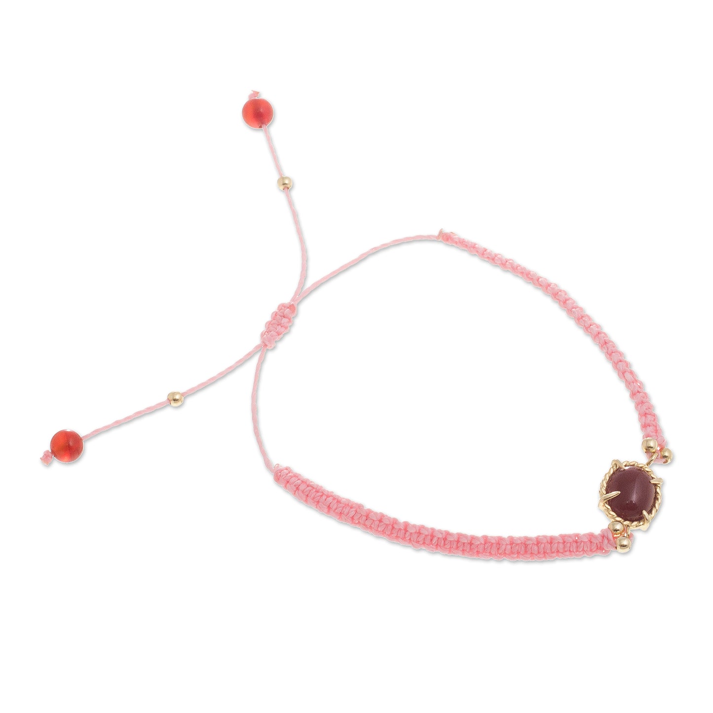 Sweet Diversion in Pink Pink Macrame Bracelet with Carnelian