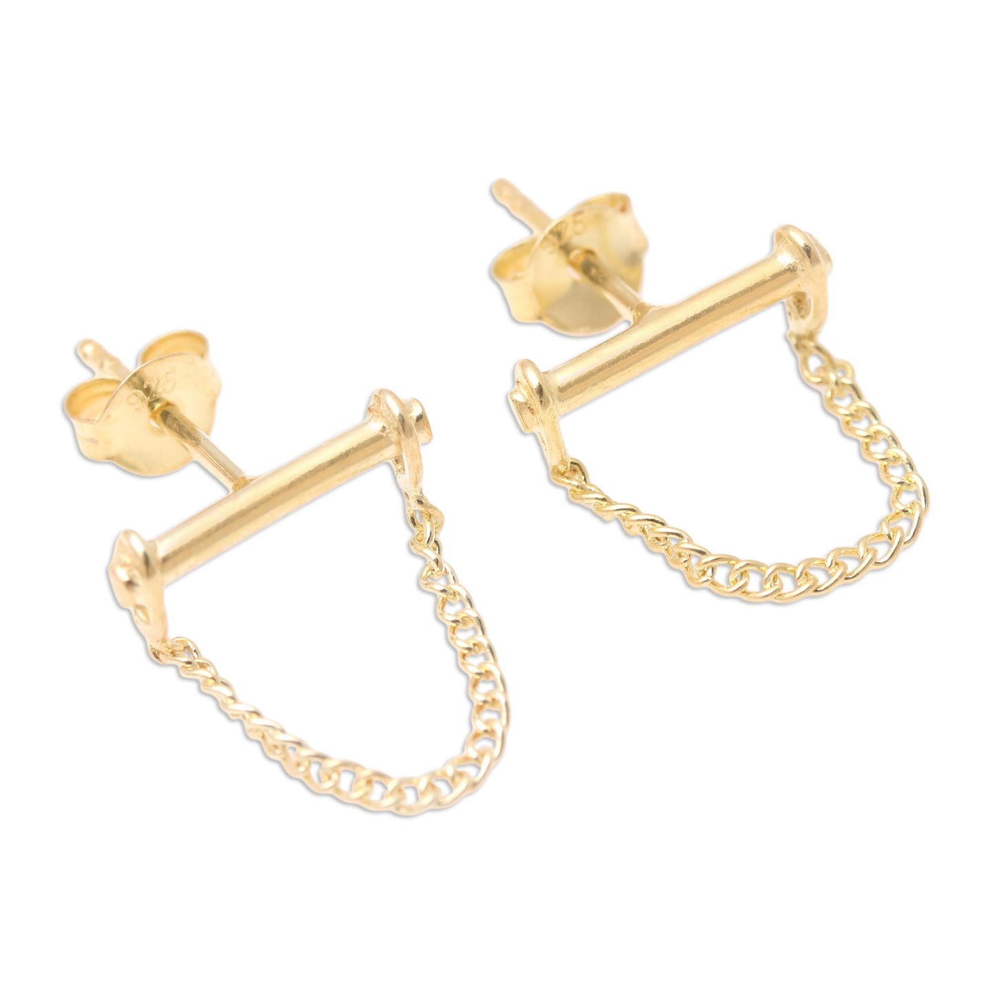 Chain Letter Gold-Plated Sterling Silver Stud Earrings