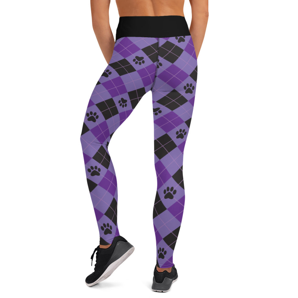 Paw Print Argyle Yoga All Over Print Leggings