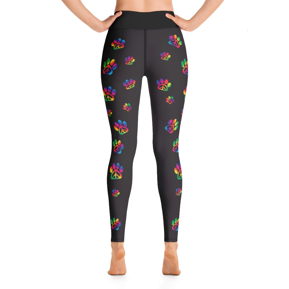 Rainbow Peace Paws Yoga All Over Print Leggings