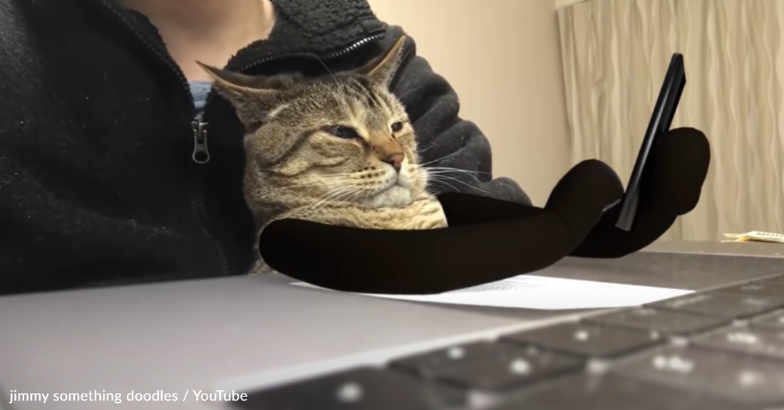 Cat Works From Home With Animated Arms