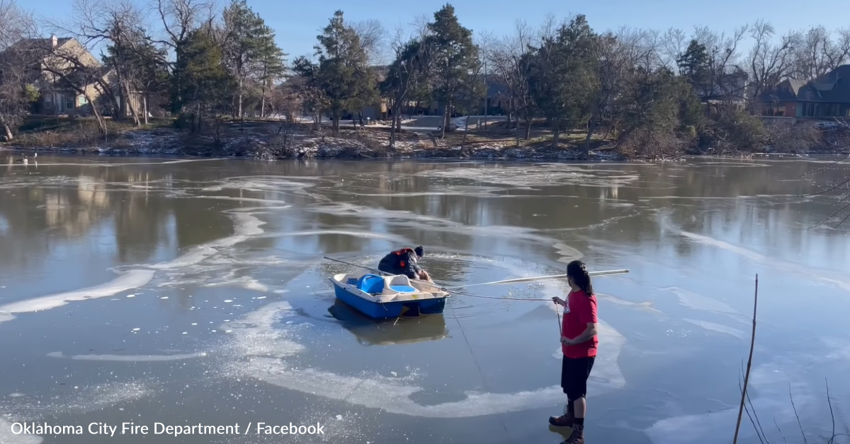 Watch Firefighters Rescue Dog Trapped In A Freezing Lake | GreaterGood