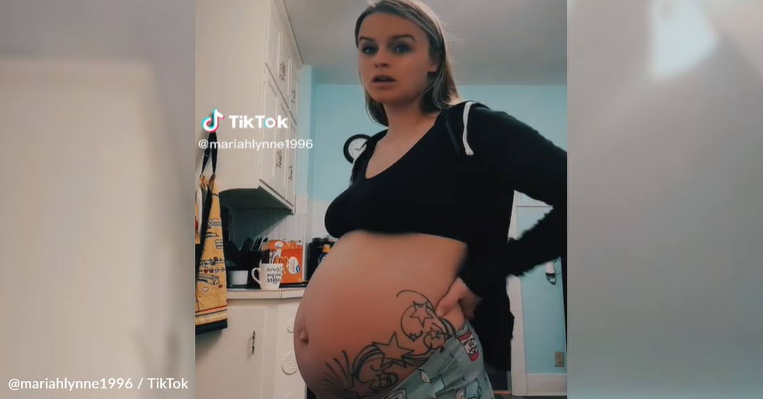 Expectant Mom "Hides" Her Massive Pregnant Belly By Sucking It In