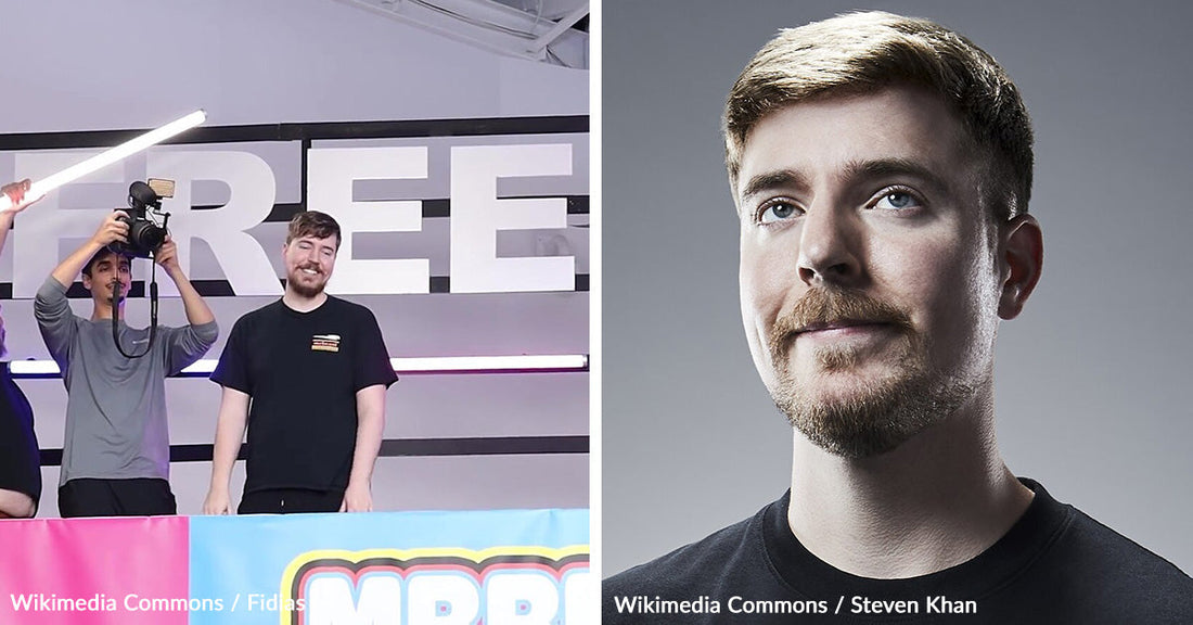 Two images side by side: one of a smiling man with a camera, the other a portrait of a man.