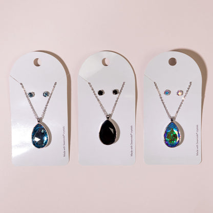 Swarovski Tear Drop Necklace & Post Earrings