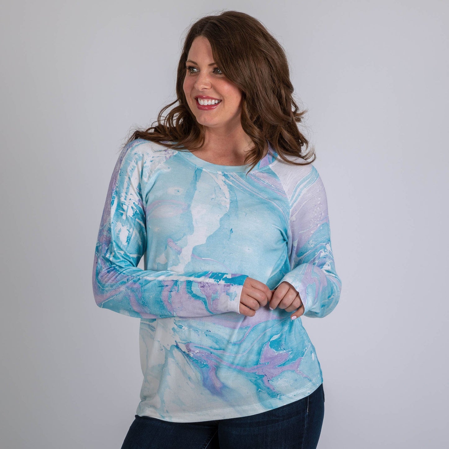 Marble Raglan Long Sleeve Top