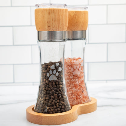 Glass & Wood Salt & Pepper Grinder Set