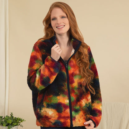 Rainbow Tie-Dye Plush Sherpa Fleece Jacket