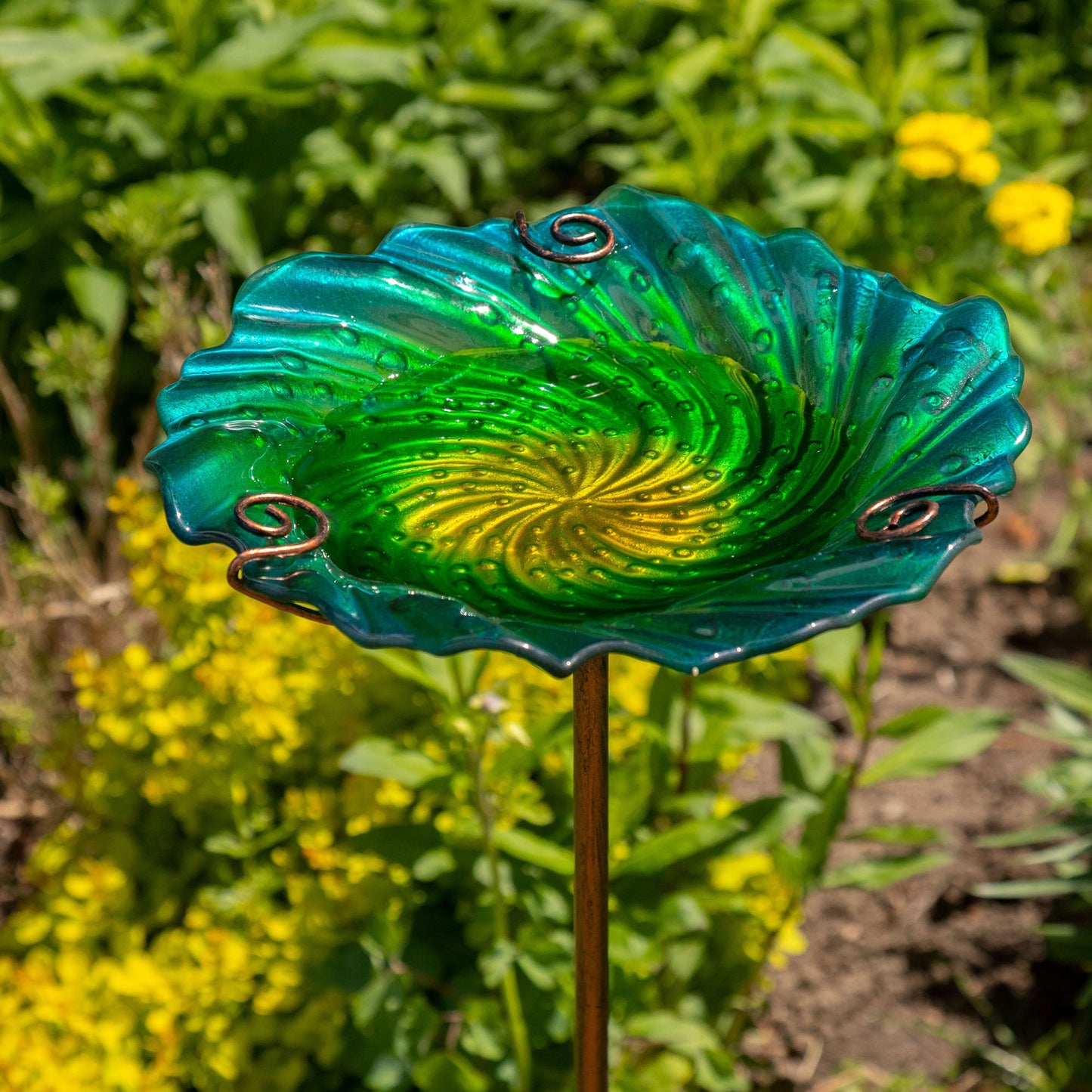 Ocean Swirl Stake Bird Bath Feeder