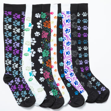 10 Designs Paw Print Compression Socks